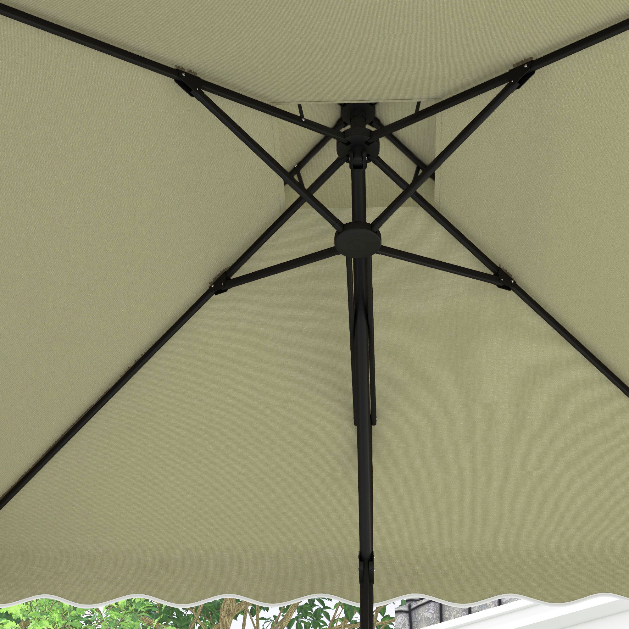 Gartenschirm, Ampelschirm, dekorativer Rand, Lüftungsdach, Metallgestell, 2,4x2,4x2,6m, Beige