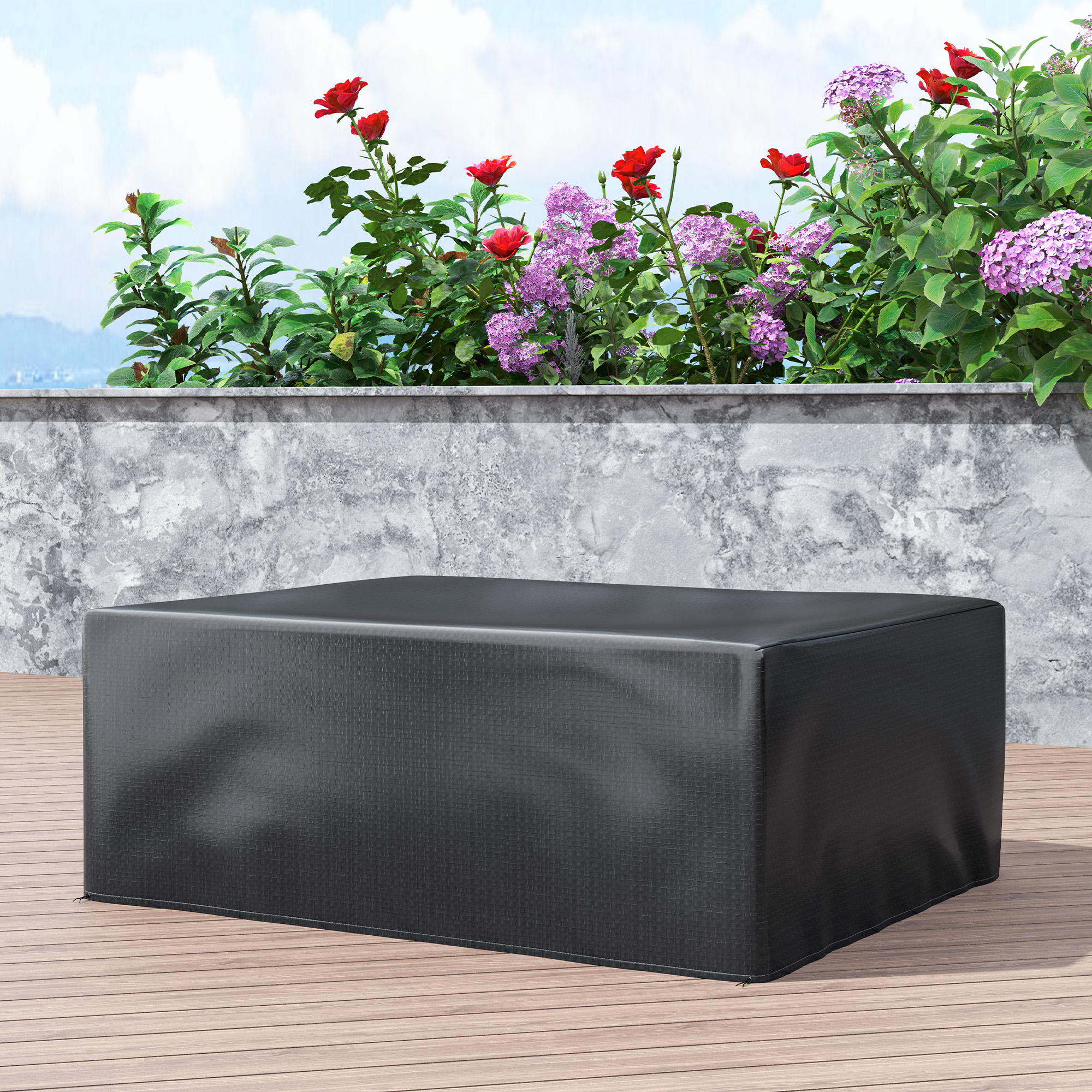 Schutzhülle für Gartenmöbel Winterfest Wasserdicht Abdeckung Anti-UV Abdeckplane 235 x 190 x 90cm Schwarz