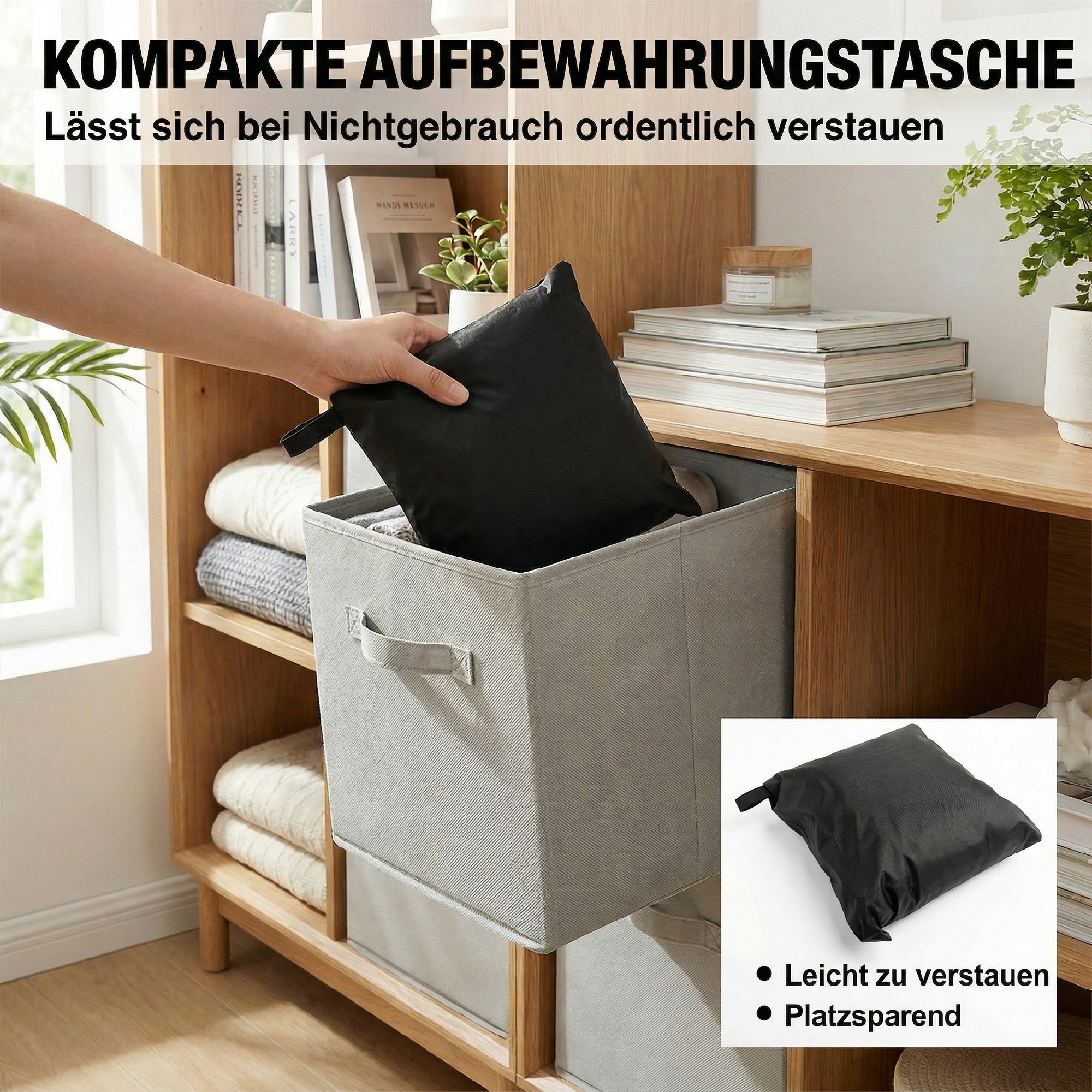 Schutzhülle für Gartenmöbel Winterfest Wasserdicht Winddicht Anti-UV Abdeckplane 420D Oxford Gewebe 180x120x74cm Schwarz