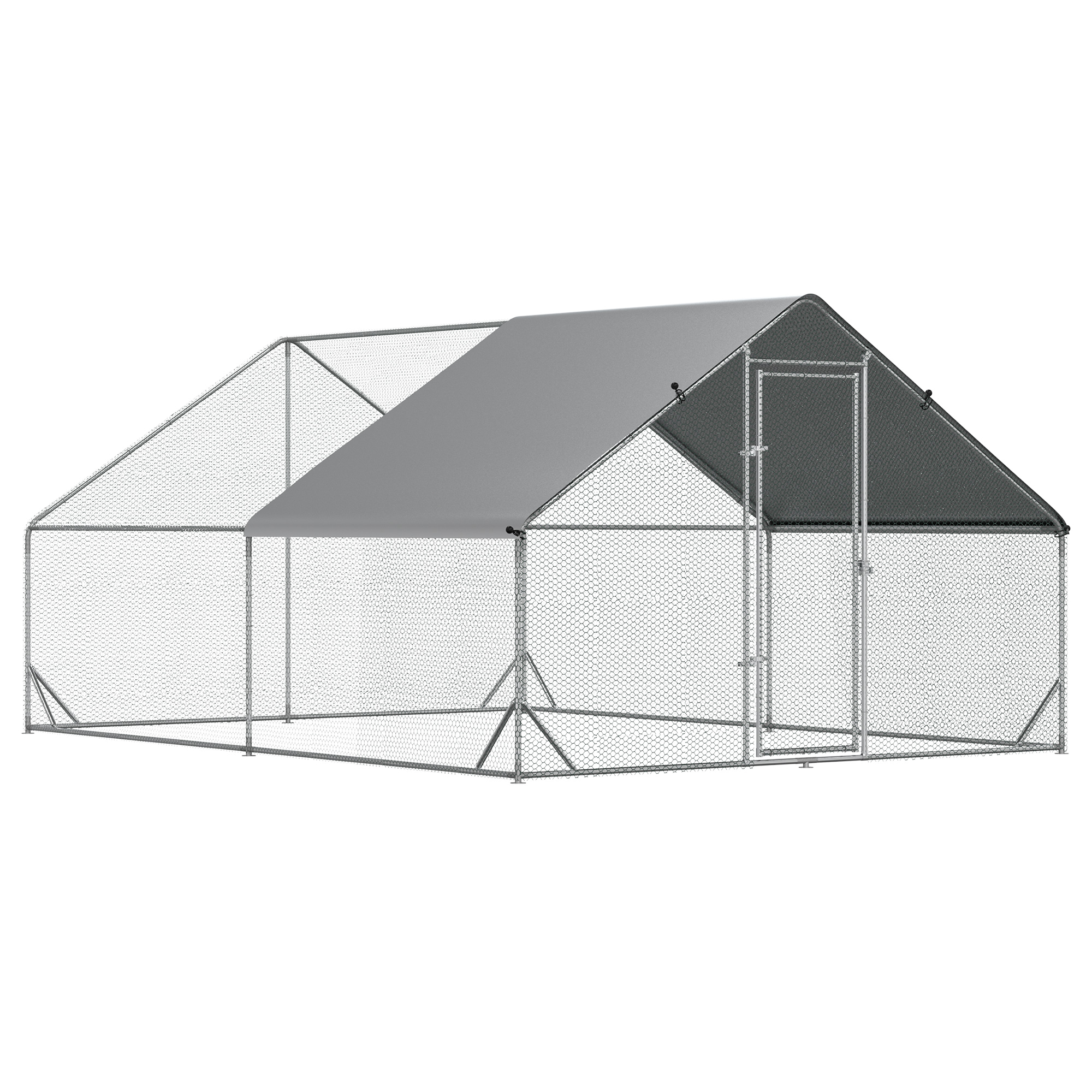 Hühnerstall, Freilaufgehege, Geflügelstall mit Schattendach, Freigehege für 4-6 Hühner, Enten Kaninchen, 3 x 2 x 2 m
