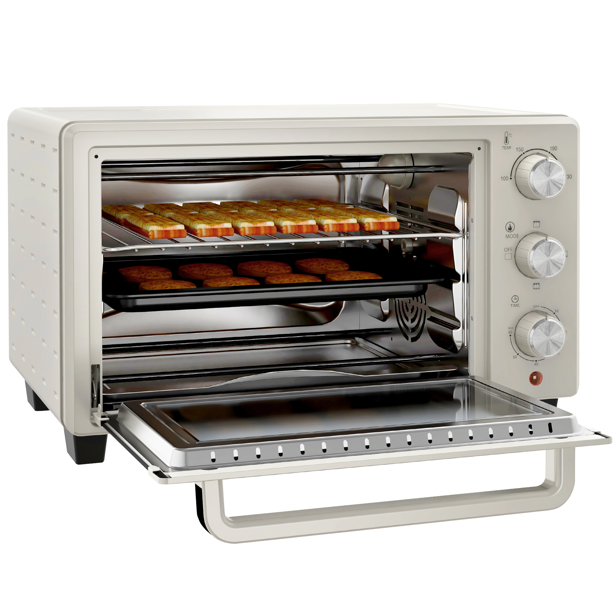 Minibackofen, Backofen kleine 21 L Toasterofen mit 1 Drahtgestell und 1 Backblech, 3 Kochmodi, 100 °C-230 °C, Edelstahl, Glas, Cremeweiß Minibackofen, Backofen kleine 21 L Toasterofen mit 1 Drahtgestell und 1 Backblech, 3 Kochmodi, 100 °C-230 °C, Edelstahl, Glas, Cremeweiß