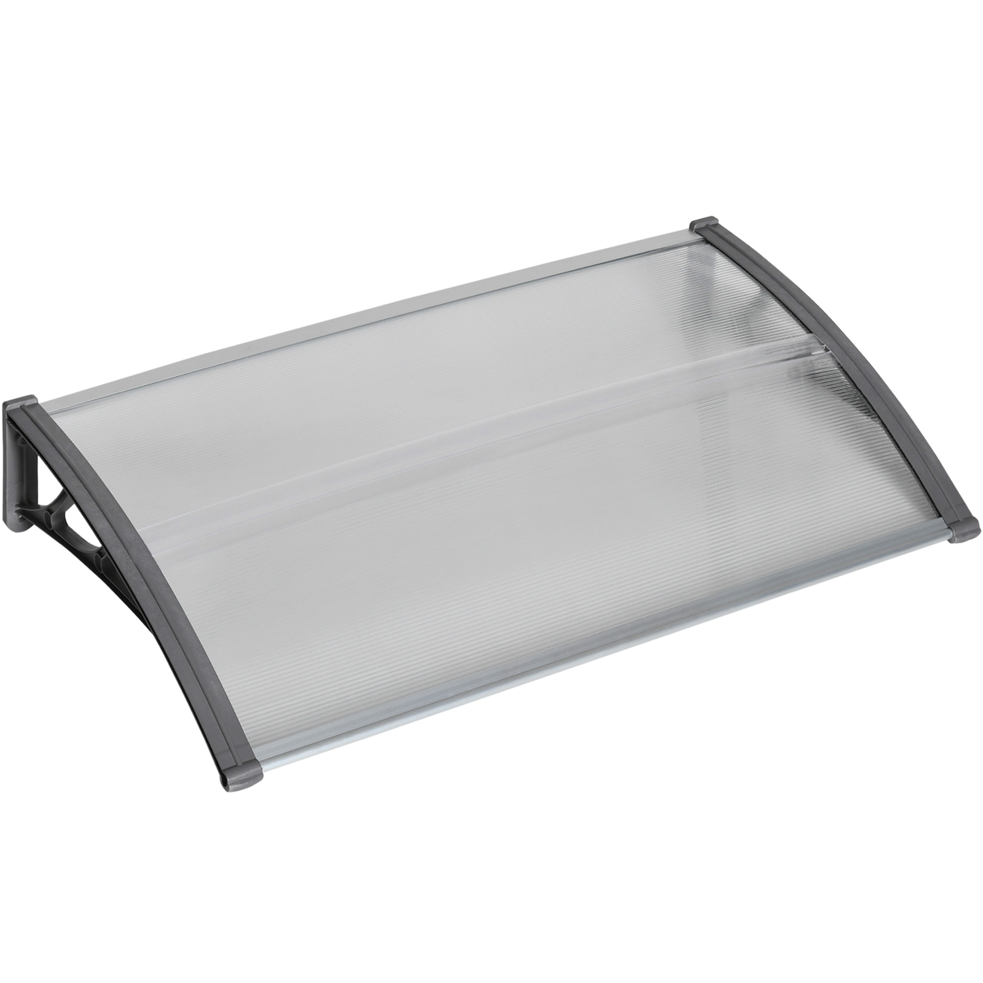 Türüberdachung, Schutz vor Regen, Wind und Hagel, Polycarbonat, Aluminium, 110 x 60 x 18 cm, Grau