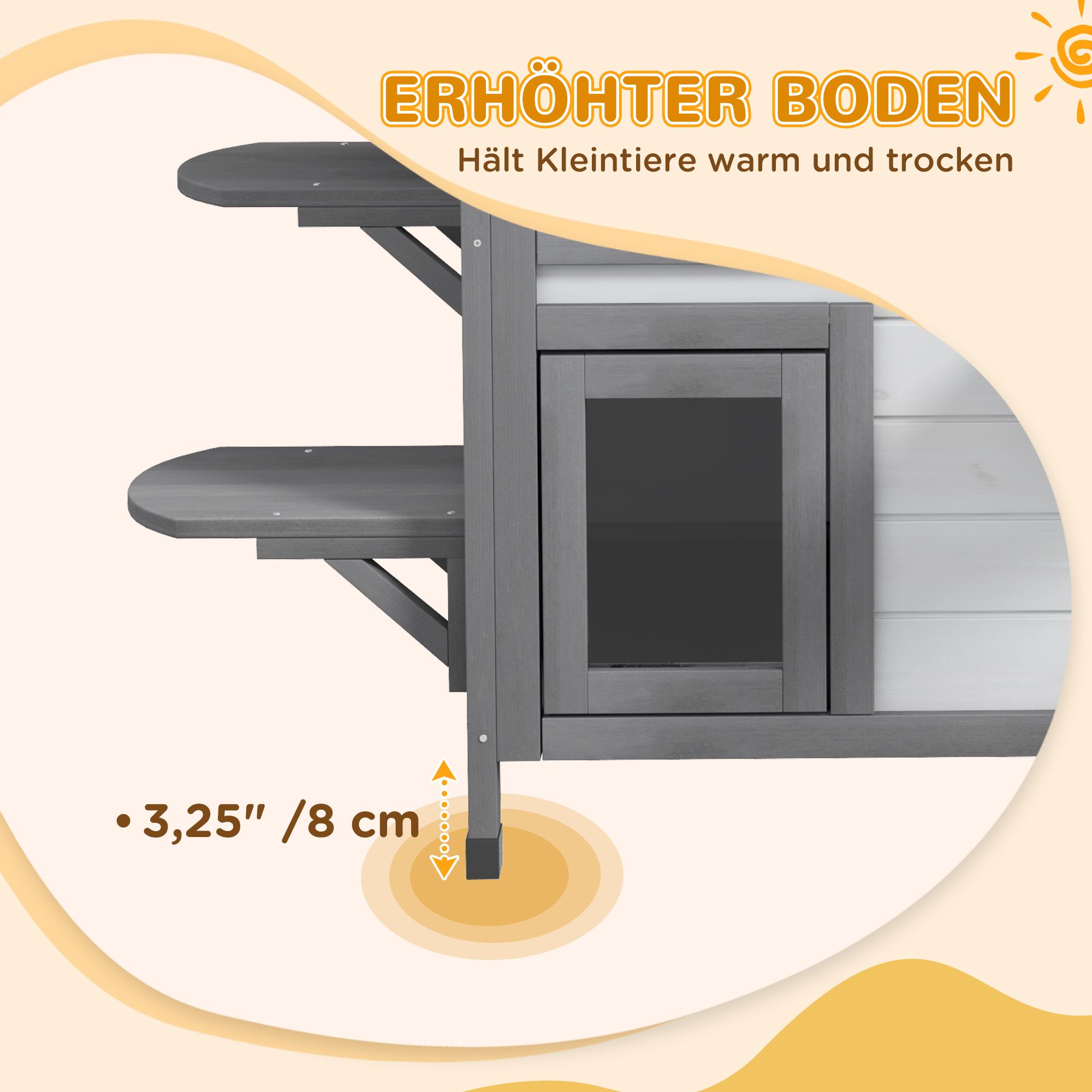 Katzenhaus Katzenhütte Katzenhöhle, 2 Stockwerke, wetterbeständig, 99,5 cm x 76 cm x 91 cm, Weiß + Grau