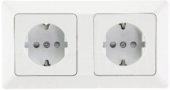 MILOS Set 2 Steckdosen + 2-fach Rahmen - 250V~/ 16A, Steckanschluss, Matt-weiß MILOS Set 2 Steckdosen + 2-fach Rahmen - 250V~/ 16A, Steckanschluss, Matt-weiß