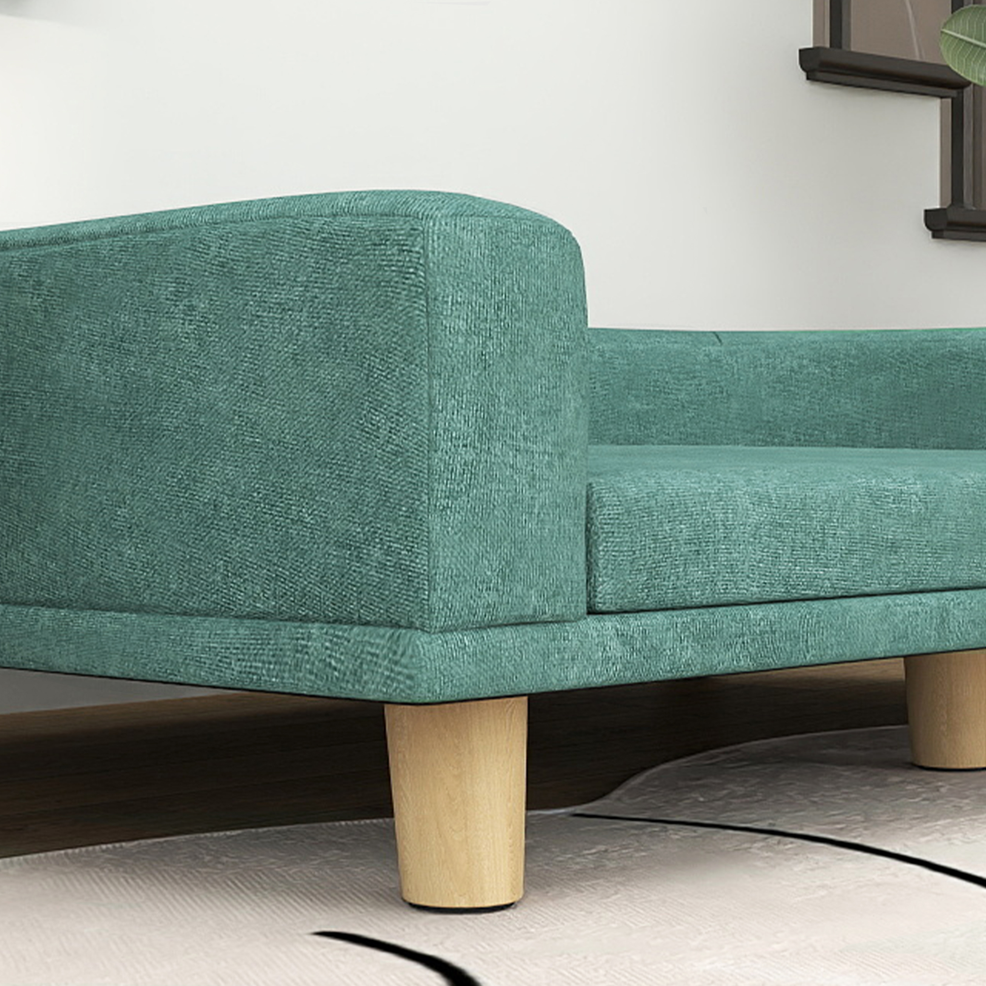 Hundebett Hundesofa Haustiersofa, Eukolyptusholz, 98 x 67 x 25 cm, Grün
