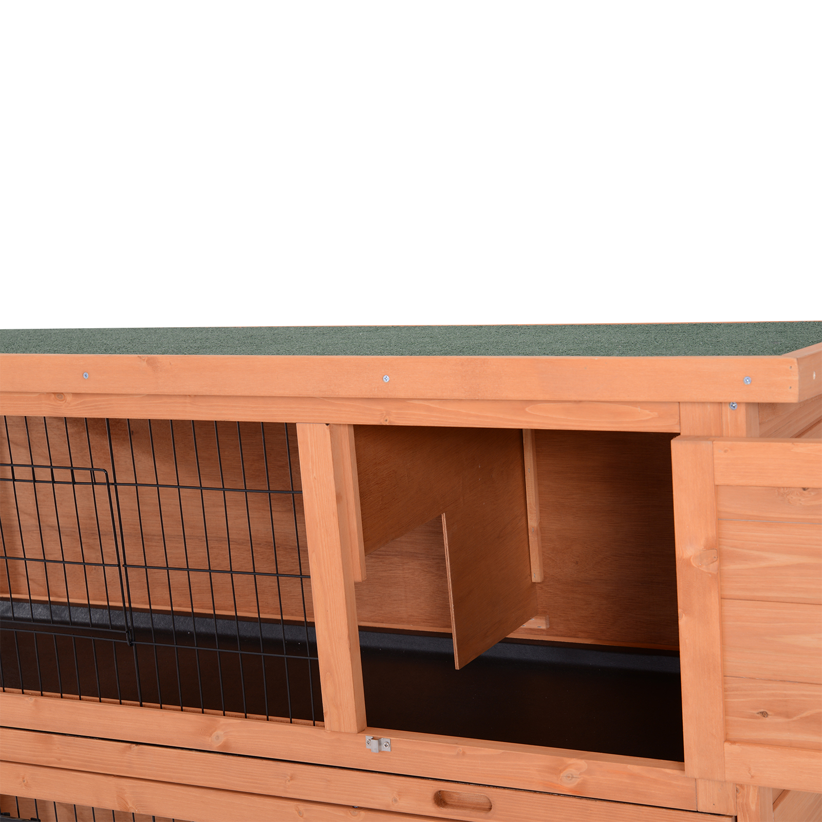 Hasenstall winterfest 2 Etagen Kaninchenstall Holz Bodenwanne Asphaltdach Türen 136,4 x 50 x 93 cm Orange