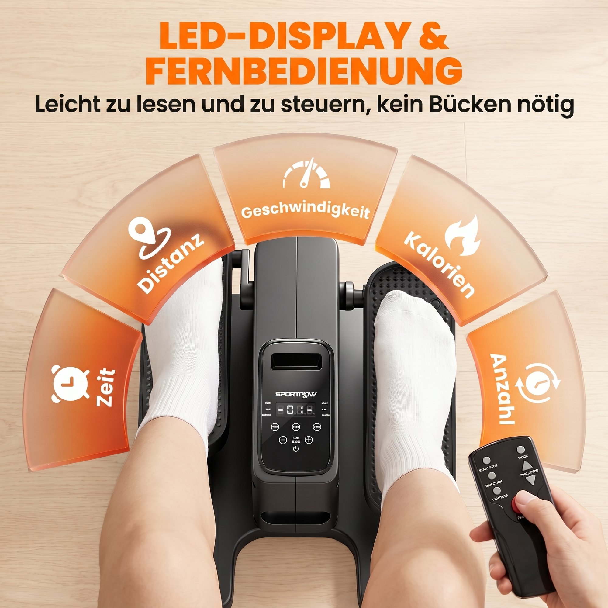 Mini Ellipsentrainer für Zuhause Untertisch Elektrischer Crosstrainer mit Fernbedienung LED-Display 12 Geschwindigkeiten