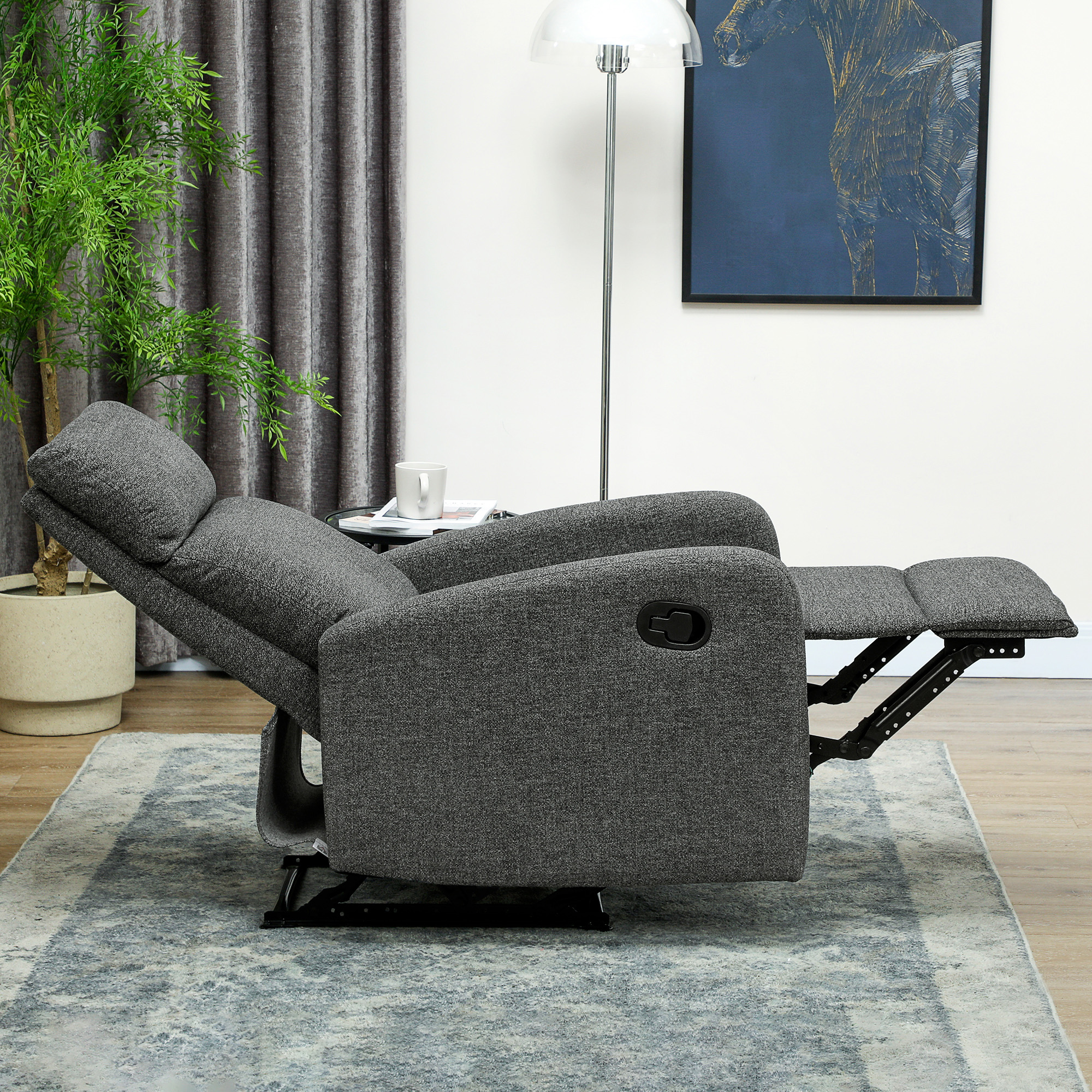 Relaxsessel, verstellbarer Liegesessel mit anpassbarer Beinstütze, Moderner Wohnzimmersessel mit Stoffbezug, Grau