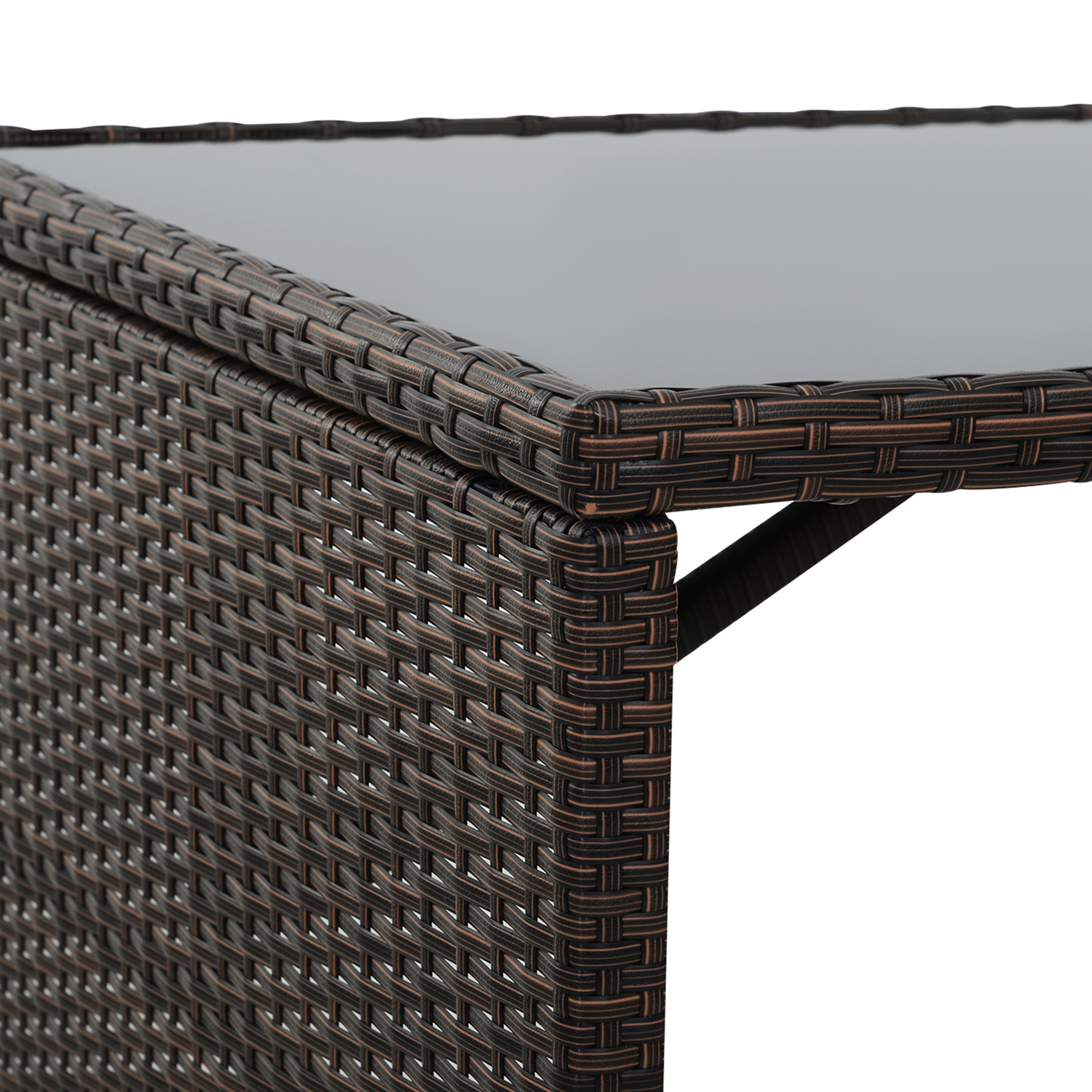 5-teiliges Polyrattan Gartenmöbel-Set, wetterfest Balkonmöbel für 4 Personen Terrassenmöbel mit Tisch 4 Stühle Kissen, Lounge-Set Essgruppe Sitzgruppe für Balkon, Garten, Braun+Khaki