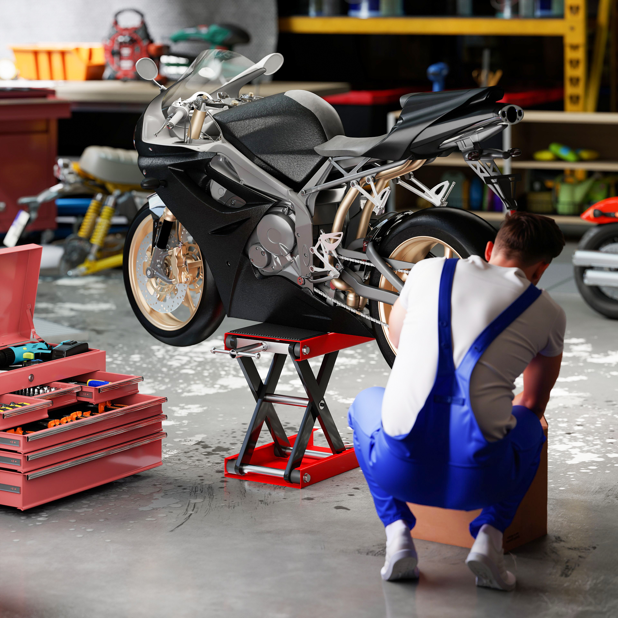 Motorradheber 500 kg Belastbar Motorradhebebühne 100-370 mm Höhenverstellbar