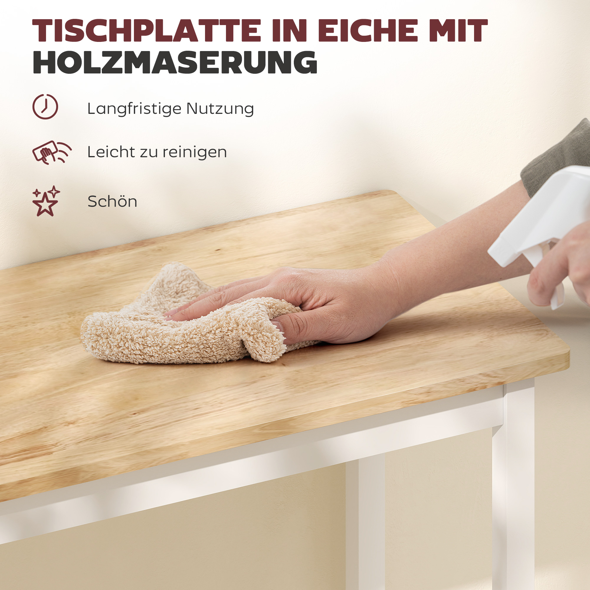 Bartisch, Eichenoptik, kompakt, Platz für 2 Personen, Naturholz+Weiß