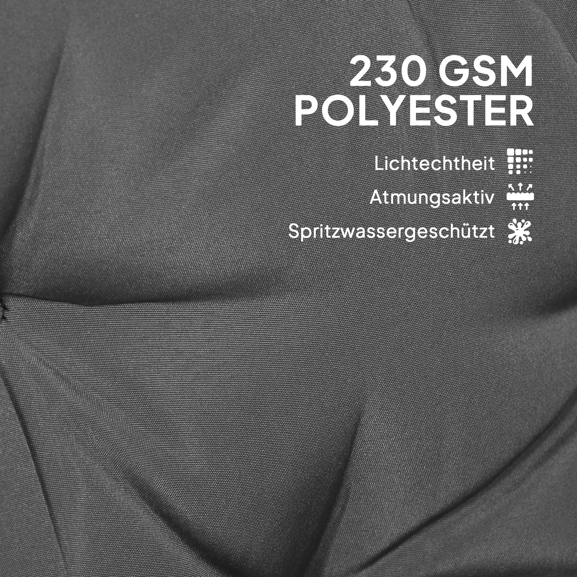 Outdoor-Kissen-Set für Bank oder Hollywoodschaukel, zweifarbig, Polyester, Schaumstoff, 180 x 110 x 8 cm, Dunkelgrau