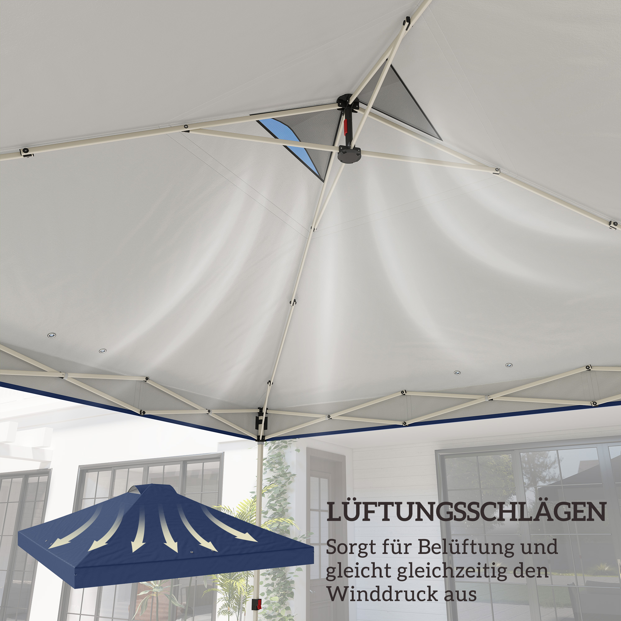 Pavillon-Dach Ersatz UV50+ wasserfest mit 8 Abflusslöchern 3 x 3 m, Blau