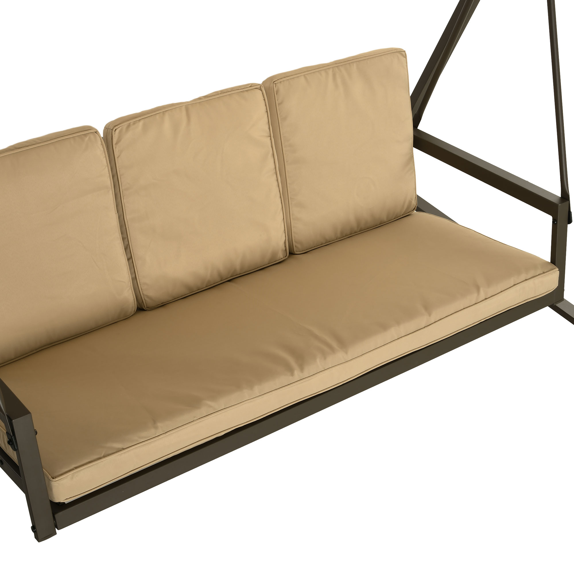Hollywoodschaukel Gartenschaukel Schaukelbank, verstellbares Sonnendach, 200 cm x 125 cm x 175 cm, Beige + Braun