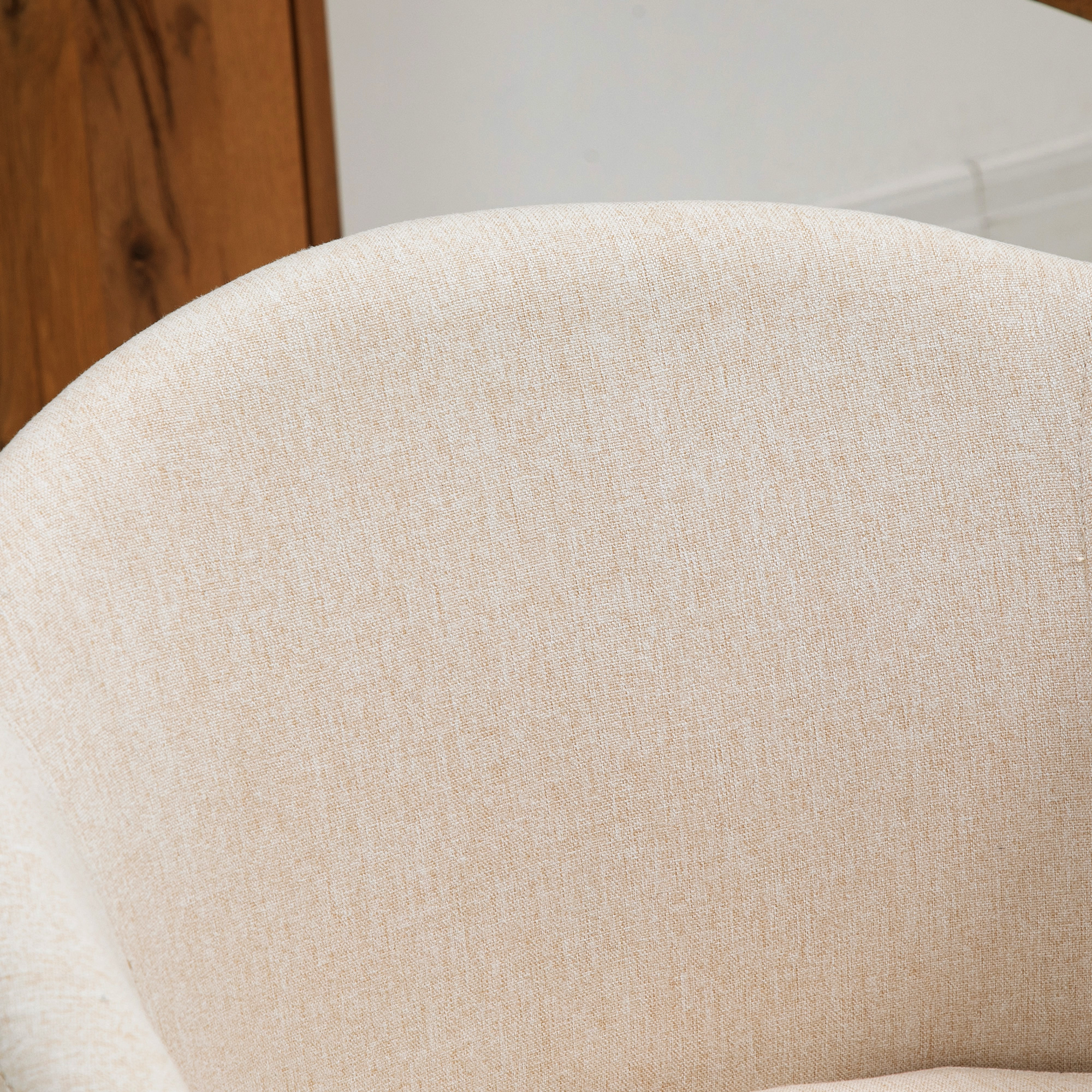 2er-Set gepolsterte Stühle, skandinavisches Design, Polsterstühle mit Holzbeinen, rutschfeste Pads, 150 kg Belastbarkeit, Beige