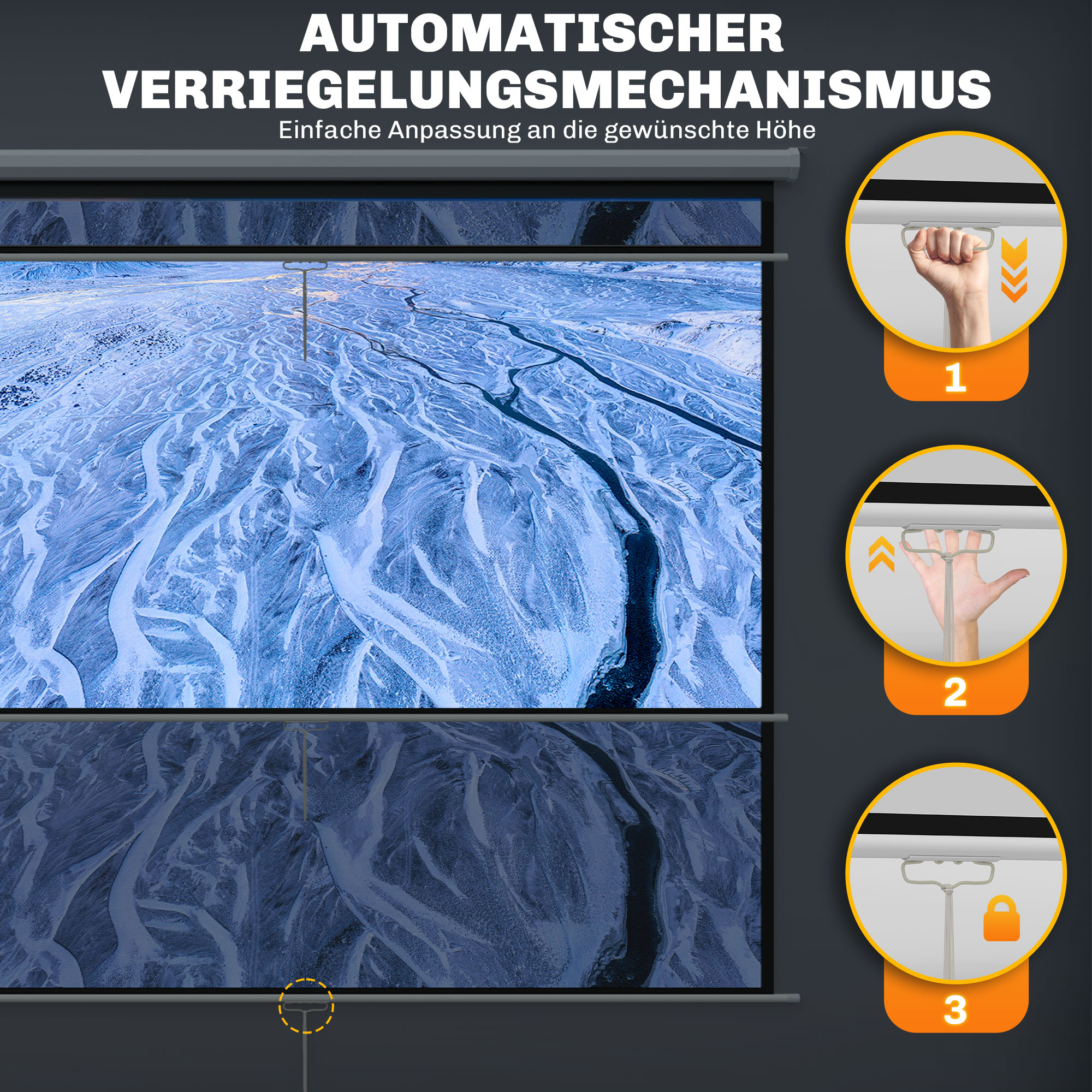 Beamer Leinwand 171 x 128 cm 84 Zoll 4:3 HD 4K Projektionsleinwand Kunststoff, Metall Heimkino