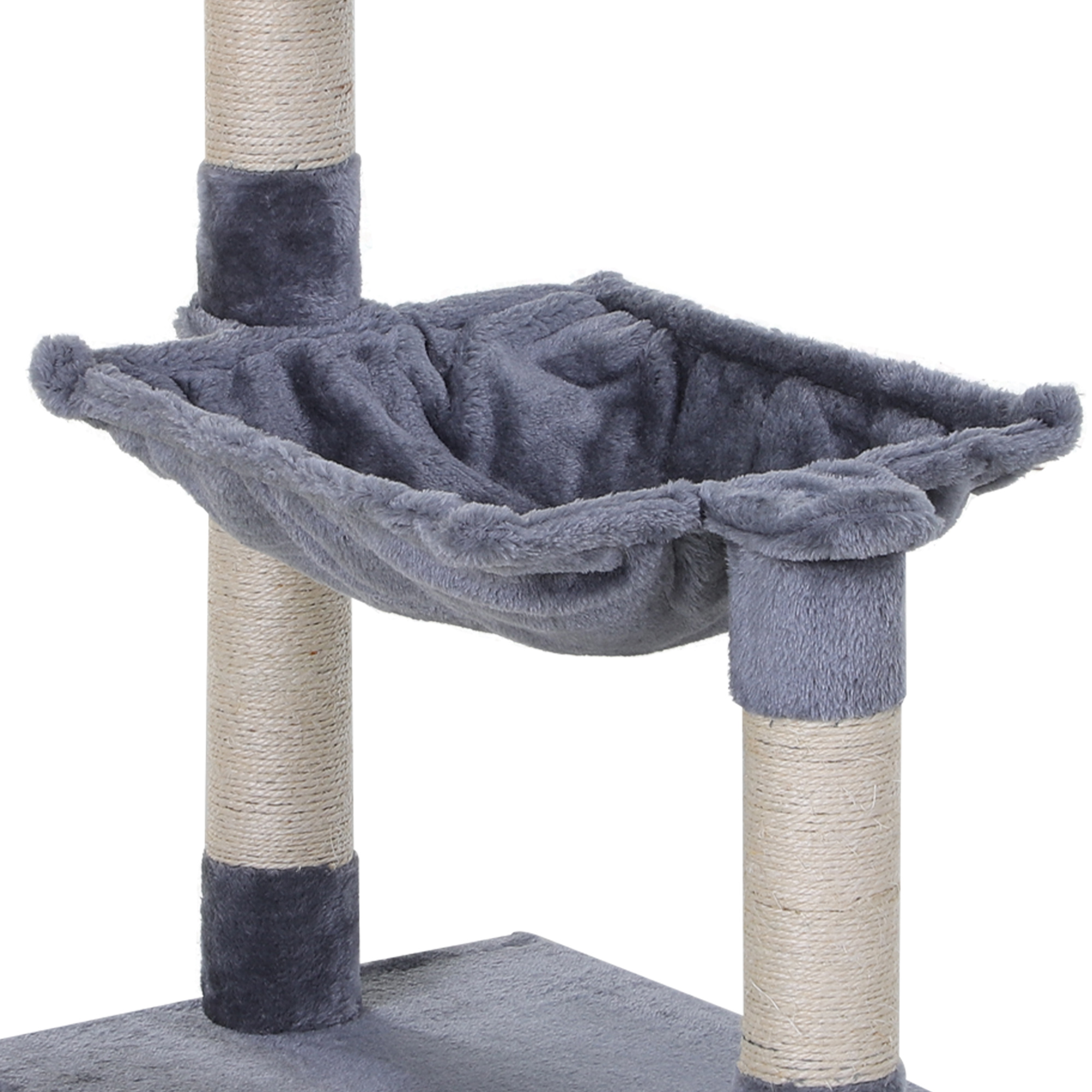 Kletterbaum Katzenbaum Kratzbaum mit Sisalsäule Plüsch-Hängematte Spanplatte Grau 50 x 36 x 70 cm