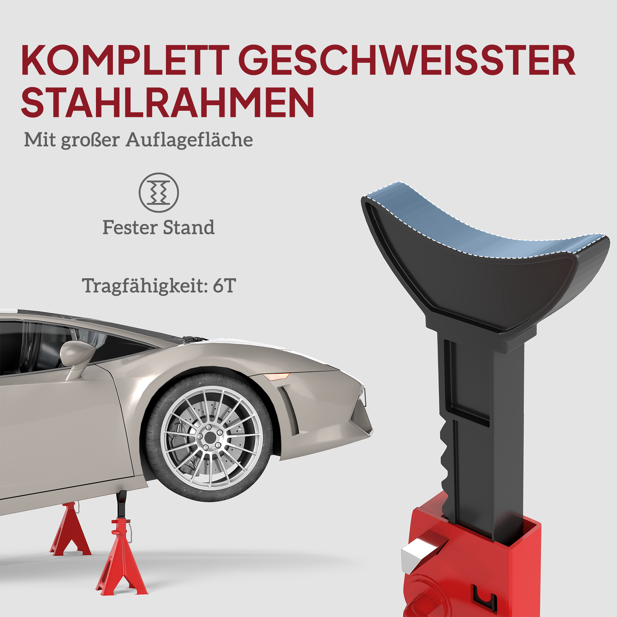 Unterstellbock 6 Tonnen Traglast 2 Stück Stützbock inkl 2 Sicherungssplint Höhenverstellbar Rot
