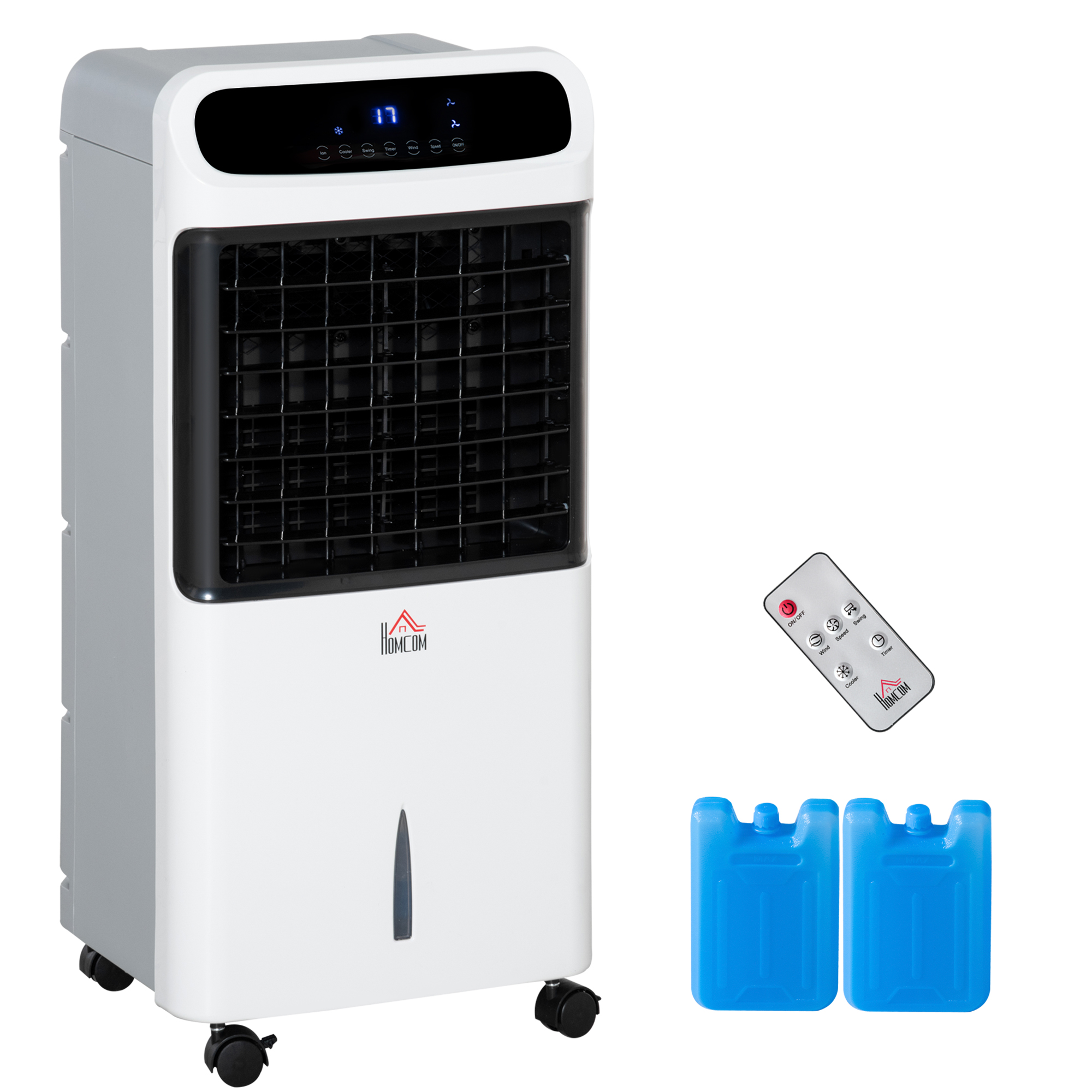 Klimaanlage mit Wasserkühlung Fernbedienung 3 Modi, 3 Geschwindigkeiten, 12 Std-Timer, LED-Anzeige, 38x35x81 cm Weiß