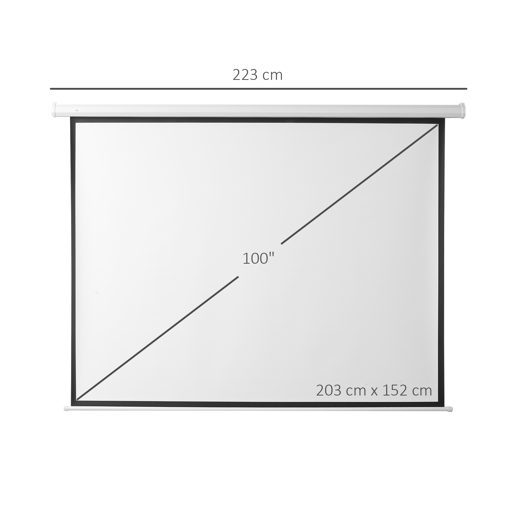 Beamer-Leinwand, Projektionsleinwand, 100 Zoll, 4:3, 203x152 cm, Weiß