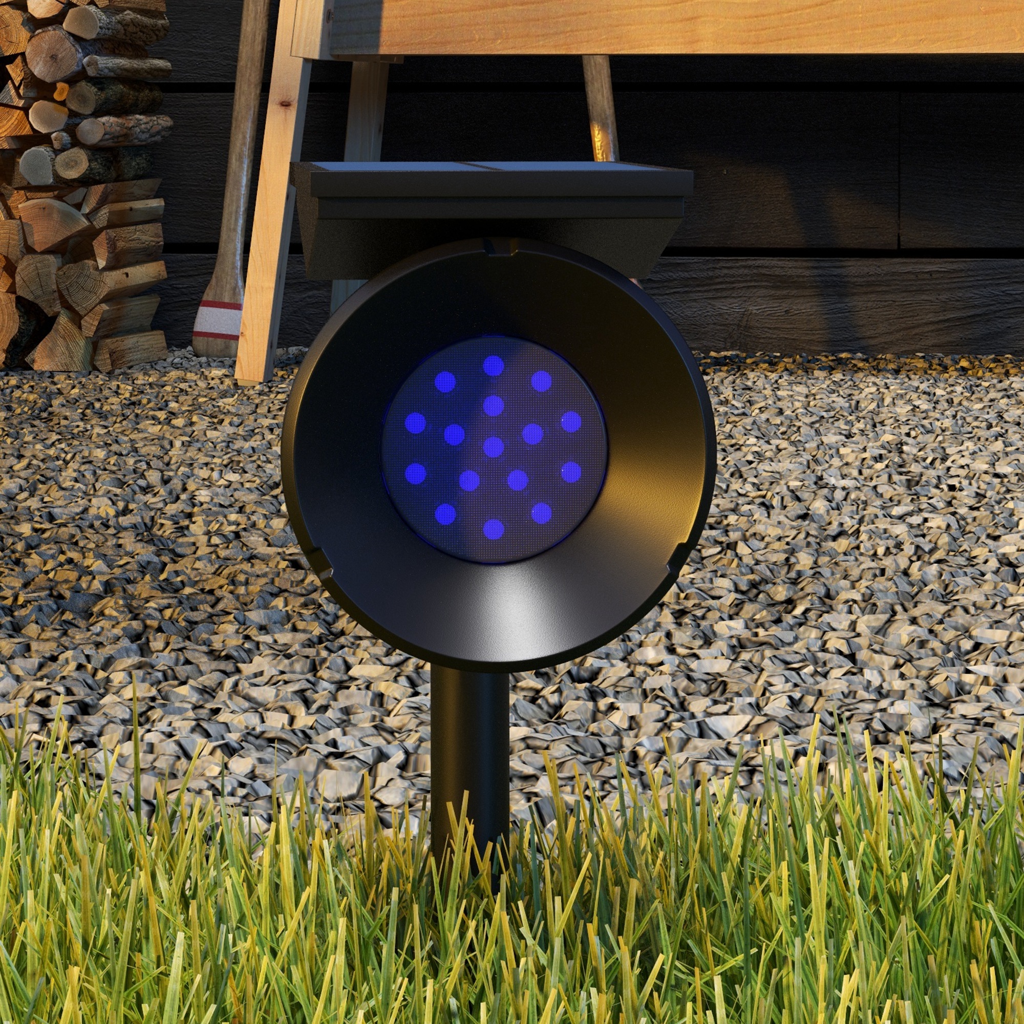 Solarleuchten, 2 Stück Solarlampen, Solar Gartenleuchte mit 2 Lichtfarben, Boden-/Wandmontage, IP54 Wasserdicht für Balkon, Terrasse, Schwarz