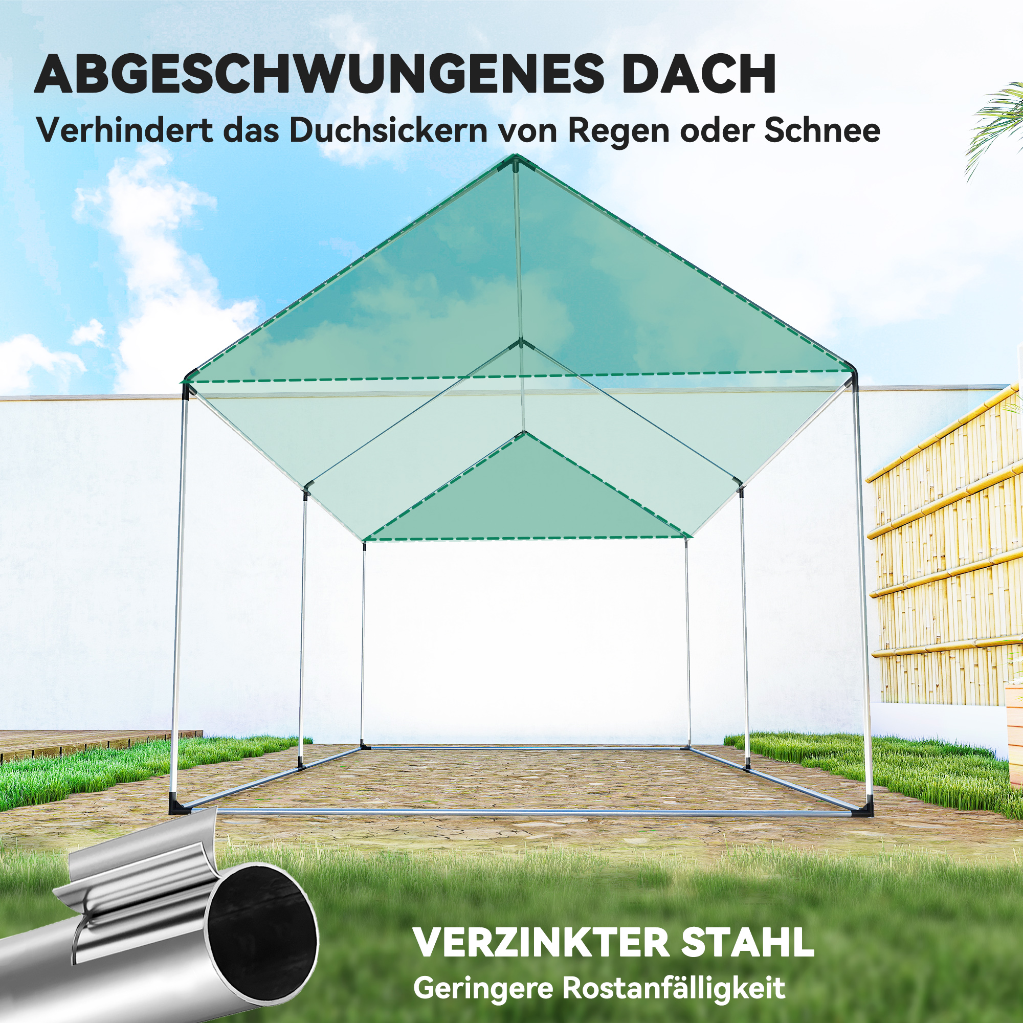 Gewächshaus, 3 x 2 x 2 m Foliengewächshaus mit 4 Mesh-Fenster, Reißverschlusstür, Moskitonetz UV-beständig