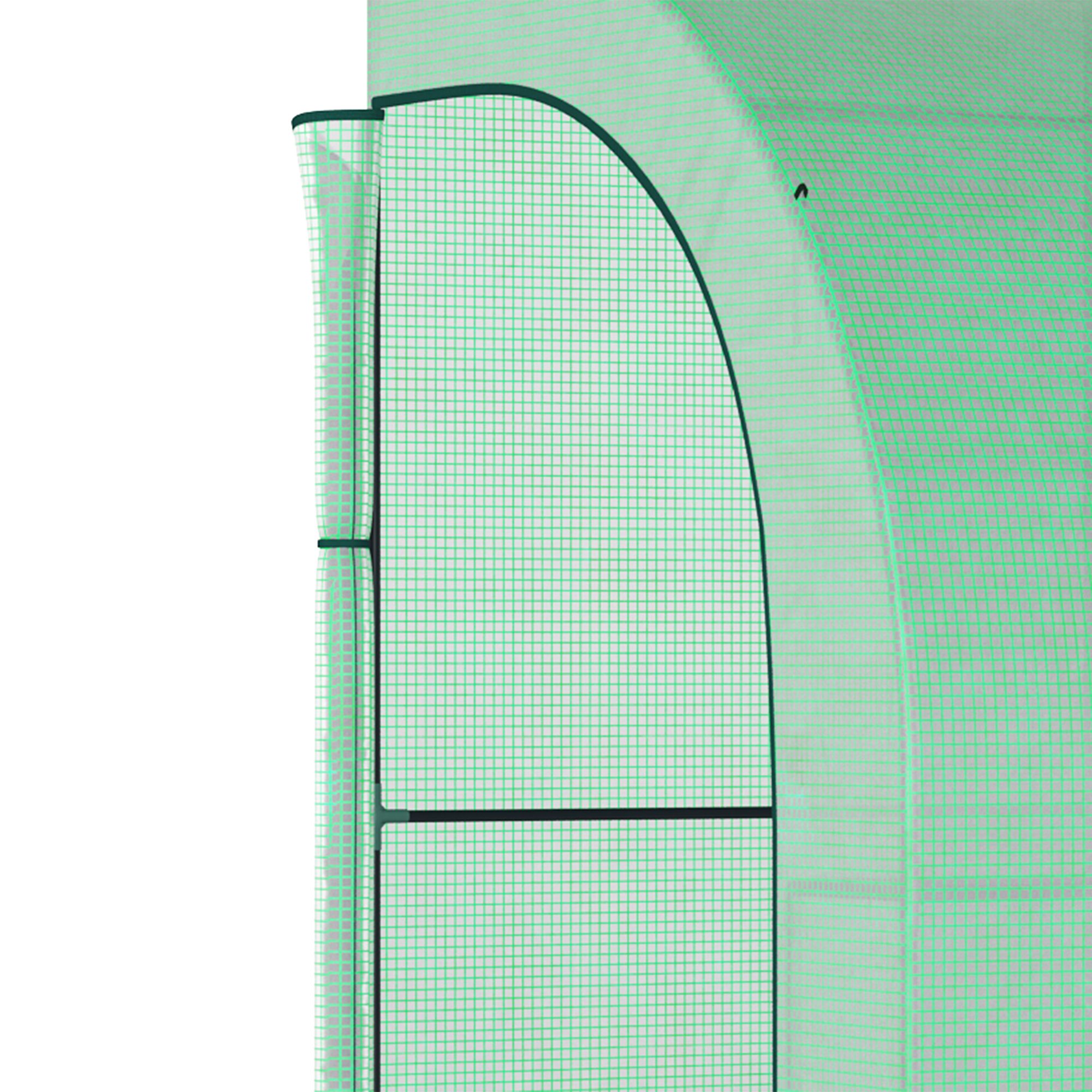 Gewächshaus, Gartengewächshaus mit Kunststoff-Abdeckung, UV-beständig, 3 Etagen, Reißverschlusstüren, Grün