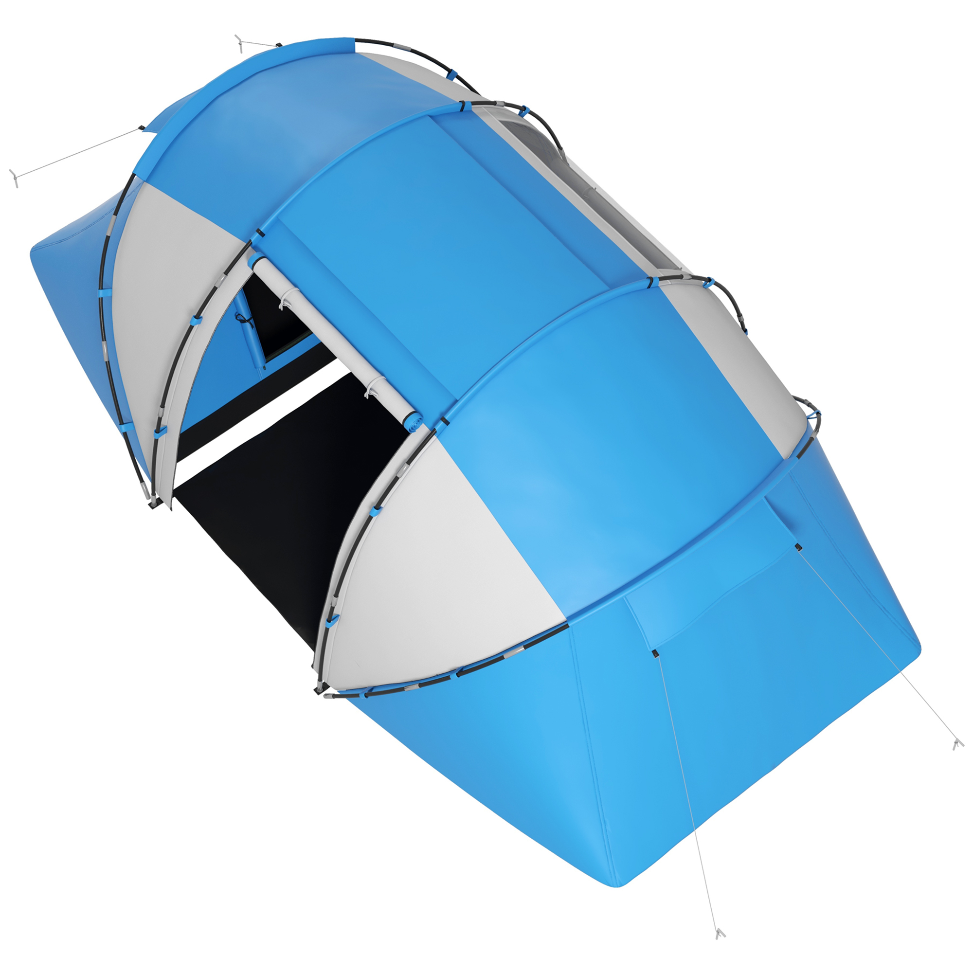 Campingzelt für 4-6 Personen leicht, stabil wasserdicht Familienzelt mit Eingang Bodenplane, Zelt mit 2000mm Wassersäule Tunnelzelt Kuppelzelt für Camping Reise Trekking Garten, Blau