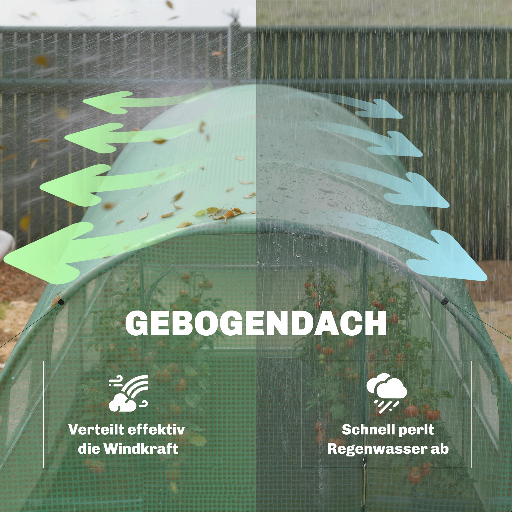 Gewächshaus 3 x 2 x 2 m Foliengewächshaus mit Abschließbar Anschlag-Tür 6 Rollbar Netzfenster Stützstangen