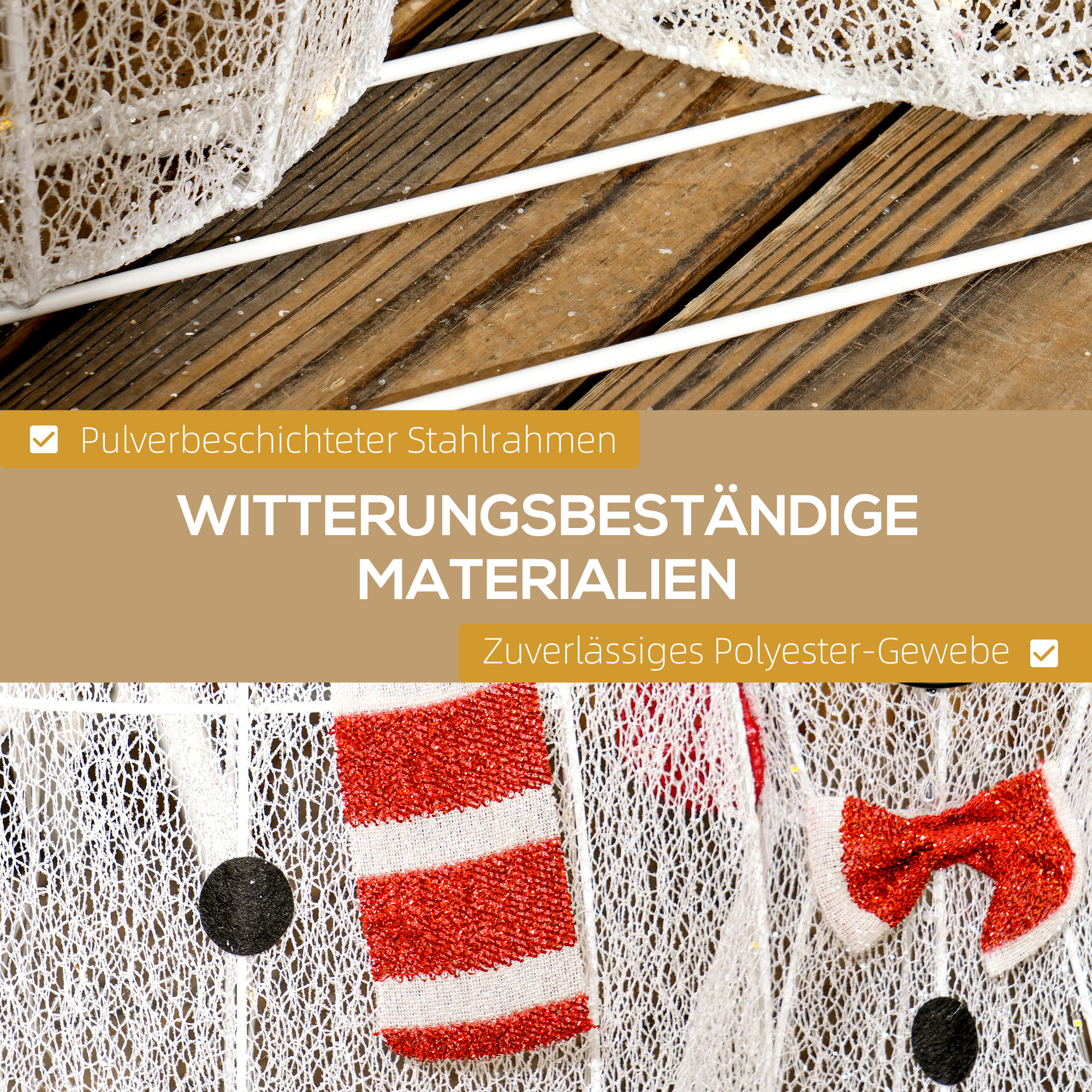 Schneemannfamilie, 148 LEDs, Weihnachtsbeleuchtung, wetterfest, glänzend, Weiß