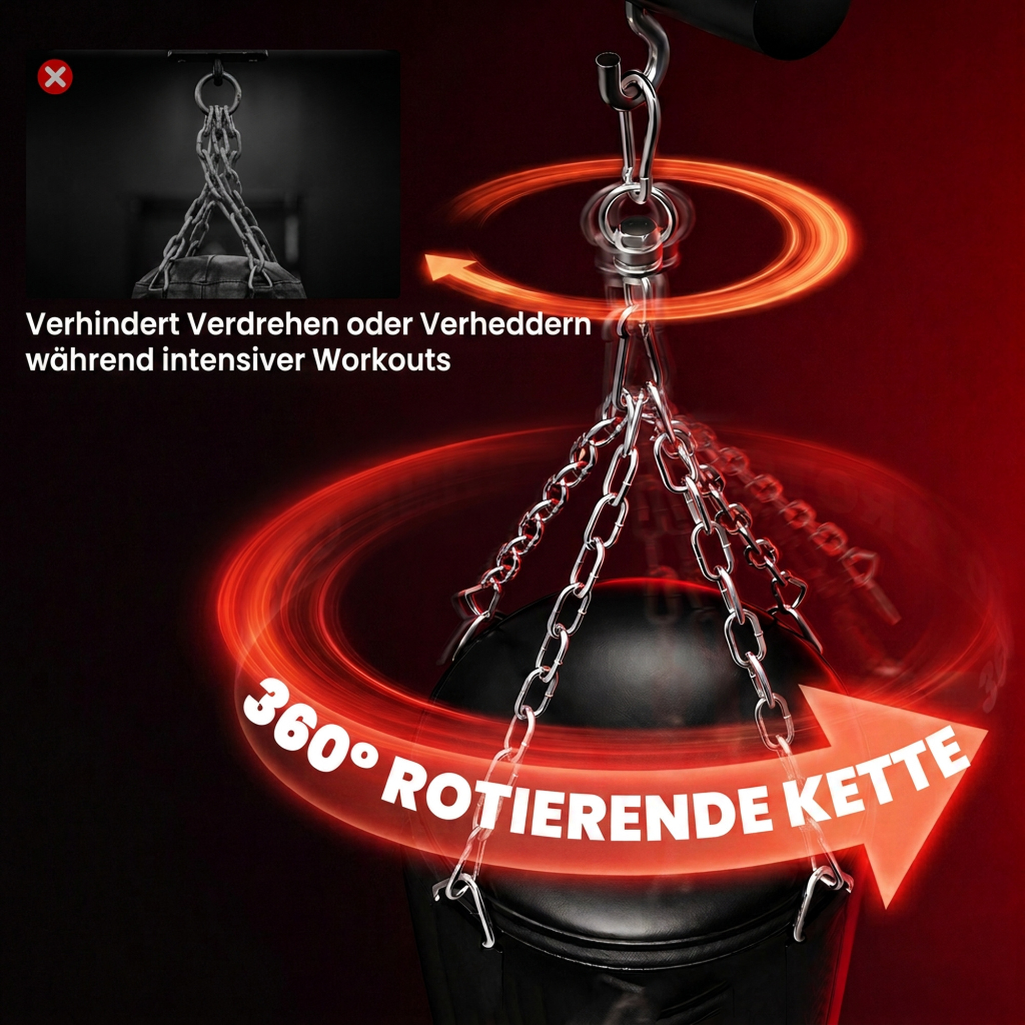 Boxsackständer Freistehender Boxsackhalter mit Boxsack Bungee-Seil 360° Kette U-basis Hantelscheibenhalterung Stahl