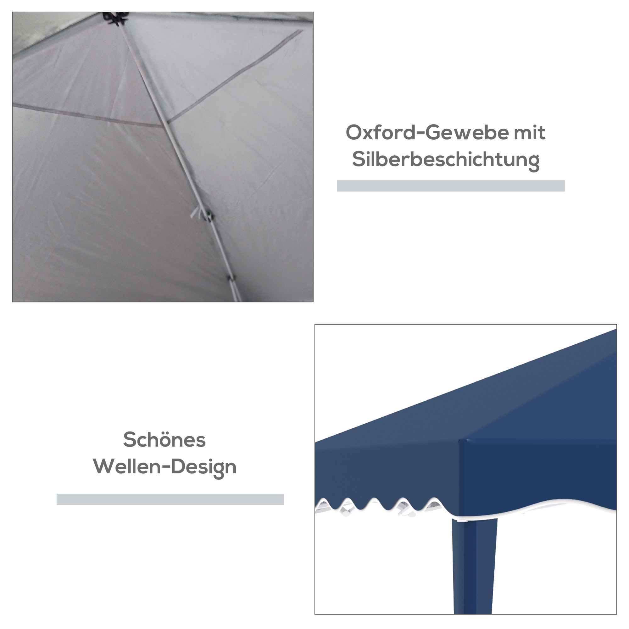 Faltpavillon Pavillon 3 x 3 m Gartenpavillon faltbar Partyzelt höhenverstellbar Gartenzelt mit Transporttasche UV-Schutz Stahl Oxford Blau