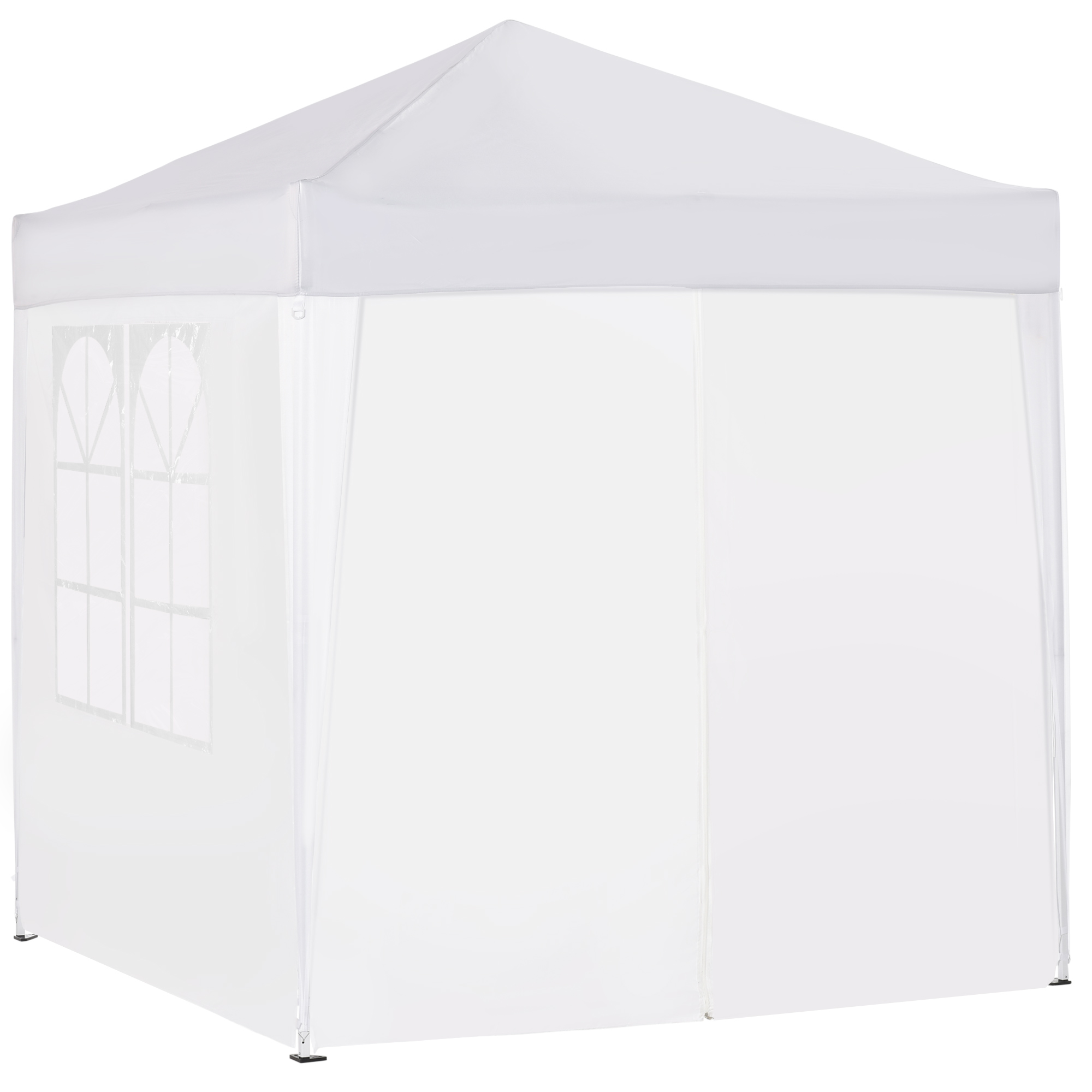 Faltpavillon, Bierzelt, 4 abnehmbare Seitenwände, 2 Fenster, Metallrahmen, 2 x 2m, Weiß