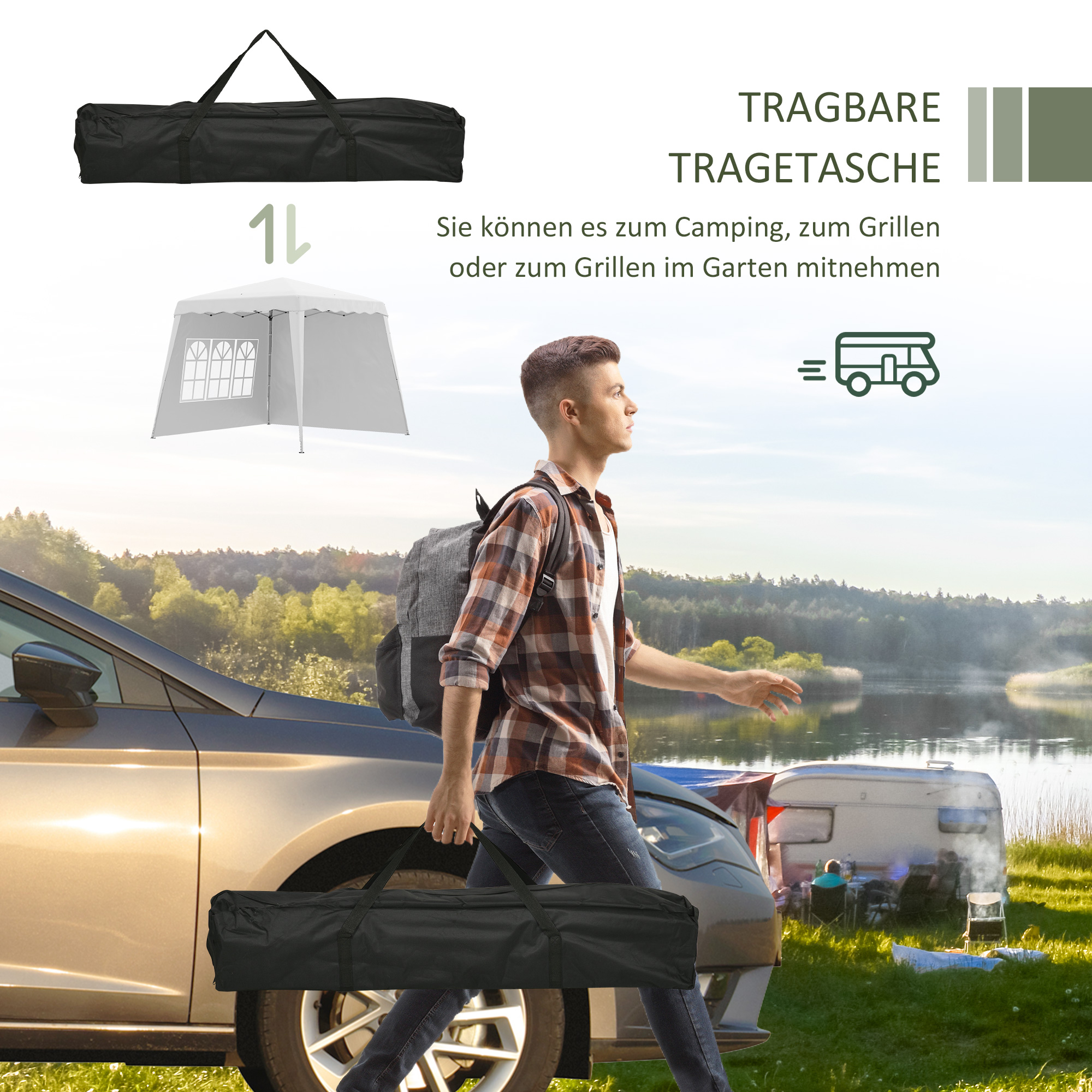 Pop Up Pavillion Faltpavillion, inkl, Fernstern, wetterbeständig, 240 x 240 x 250 cm, Weiß