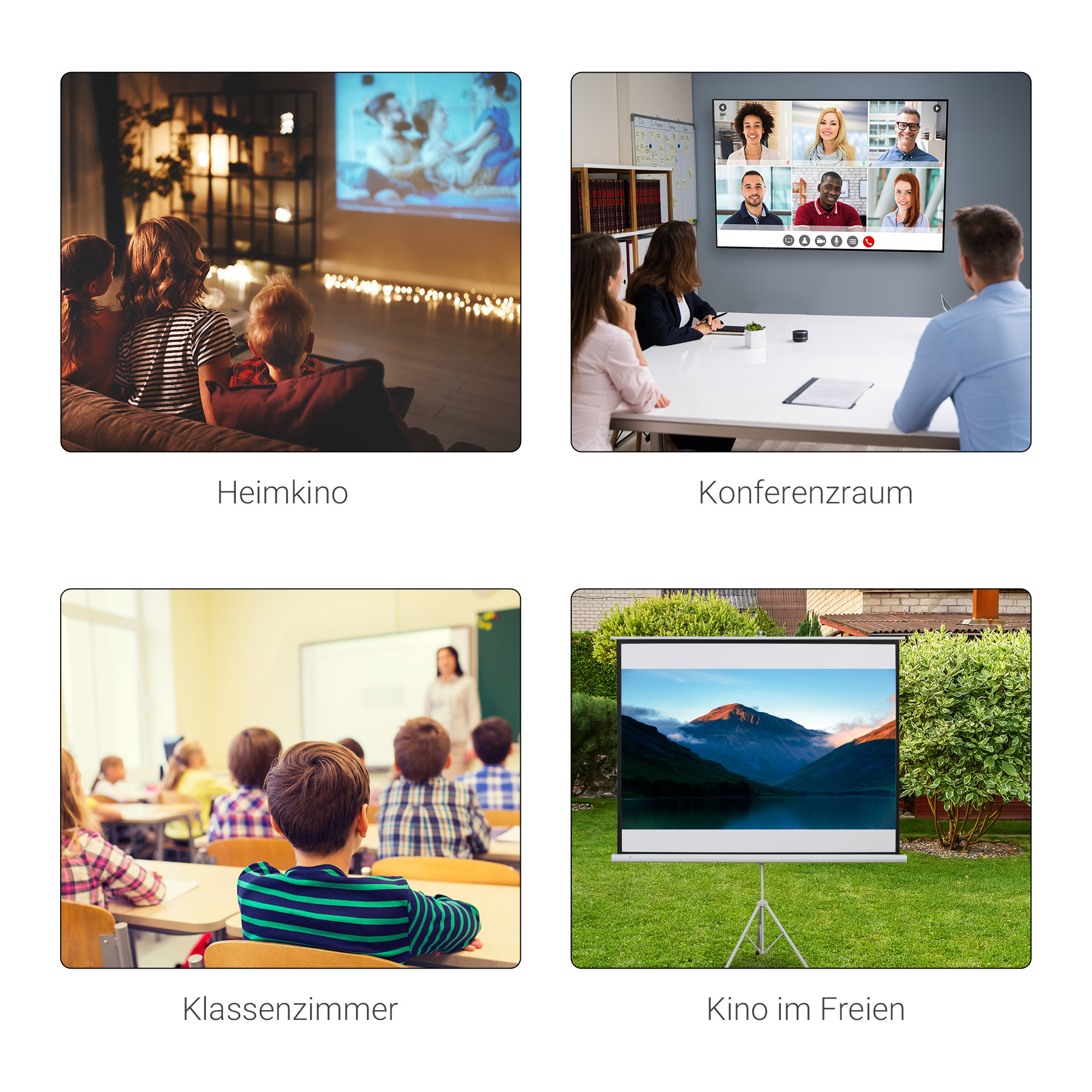 Projektionsleinwand im 4:3-Format, Kinoleinwand, Präsentationsfläche für Zuhause oder Büro, Weiß