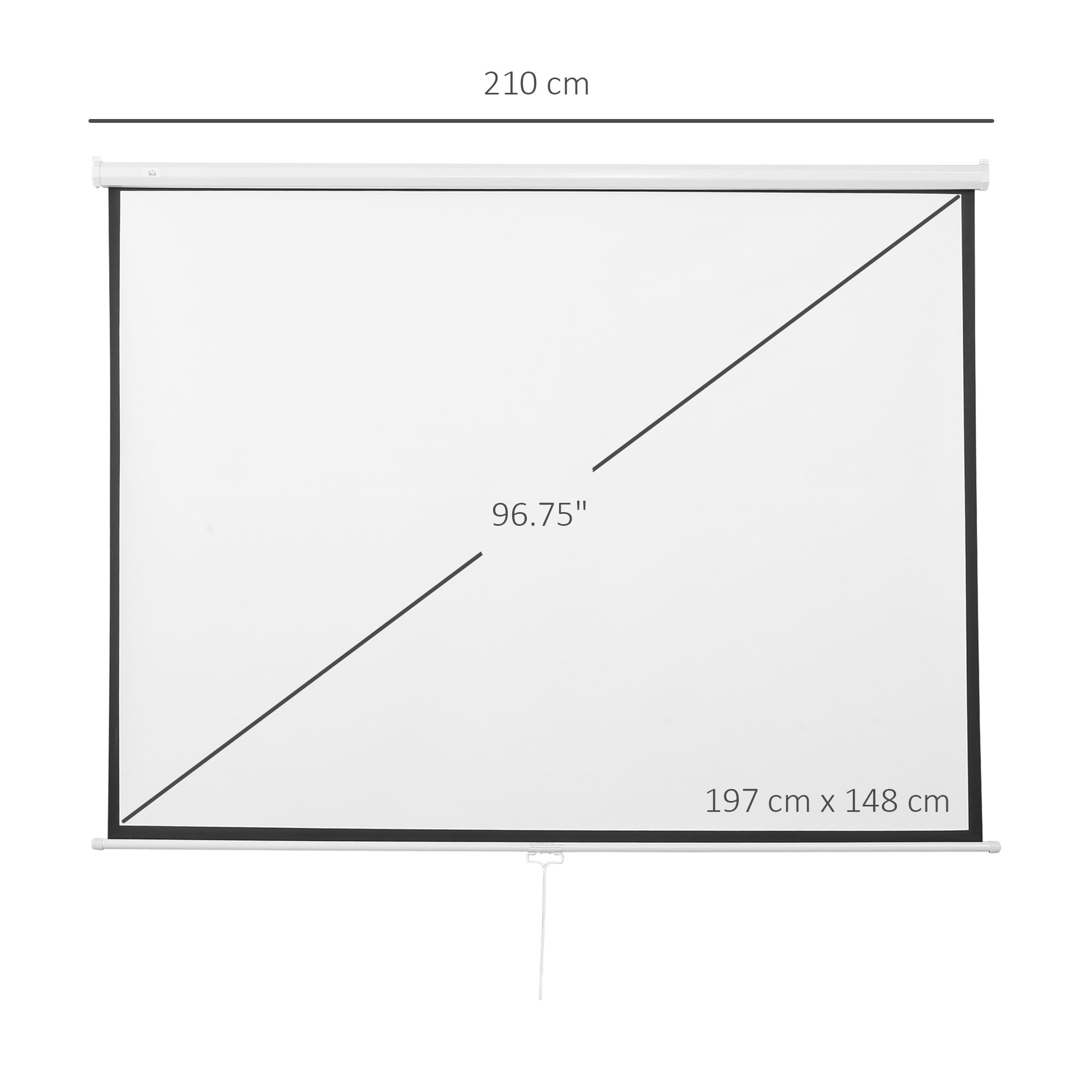 Beamer Leinwand 203 x 152 cm 100 Zoll 4:3/ 16:9 Projektionsleinwand Manuell für Heimkino