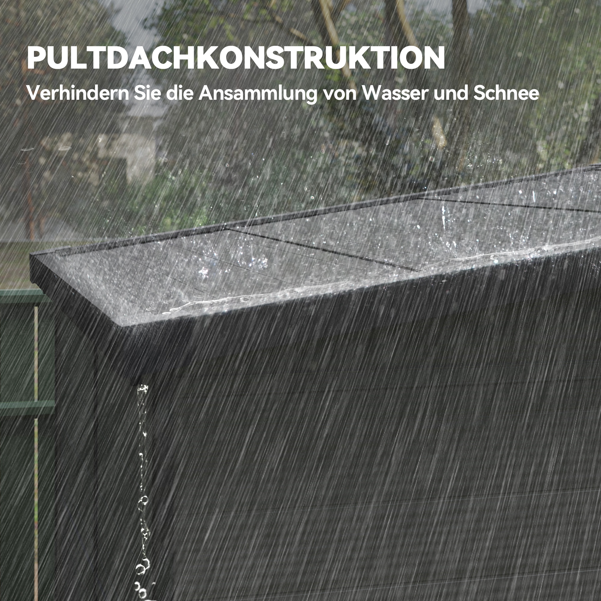 1,9 x 1,9  m Gartenschuppen, Werkzeugschuppen aus Kunststoff , verschließbare Türen, 2 Lüftungsöffnungen, Dunkelgrau