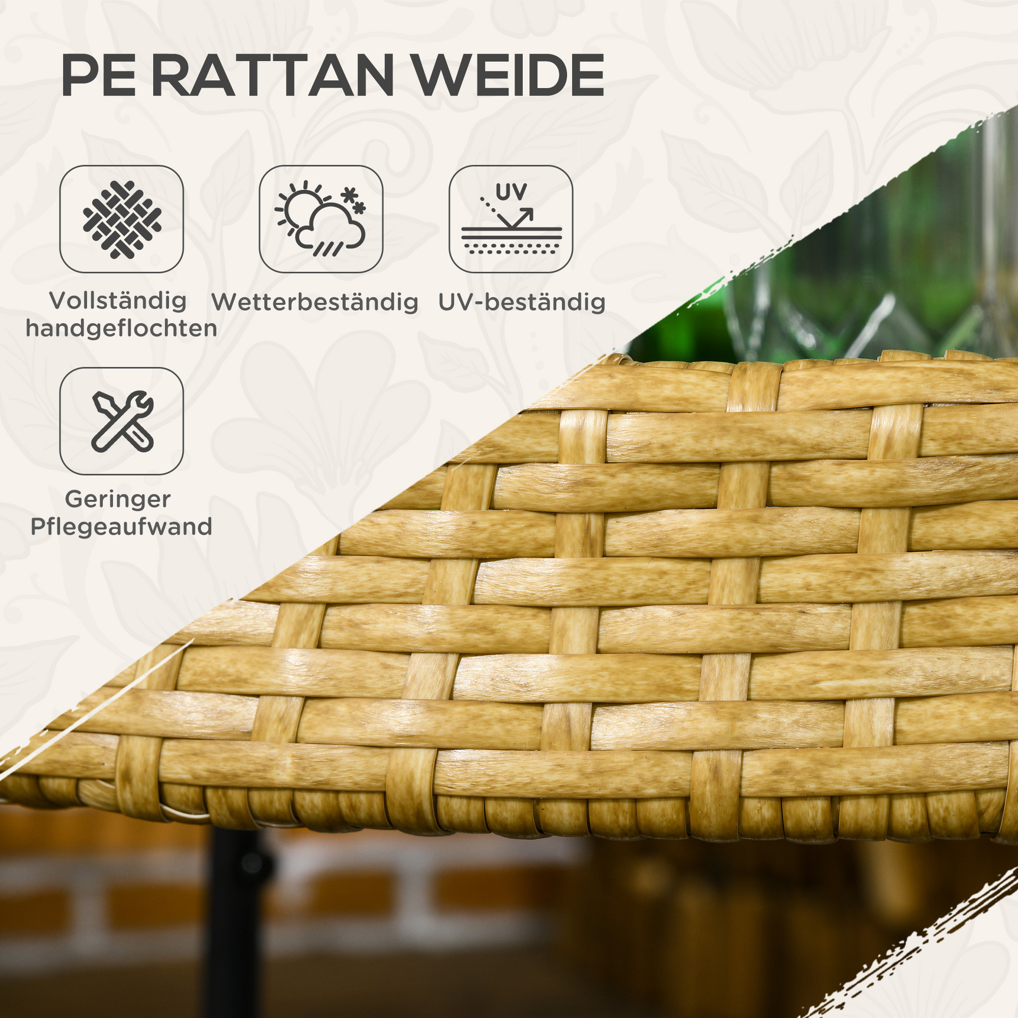 Outdoor Servierwagen, 2 Etagen, Bremsen, Polyrattan, Metallrahmen, ?50 x 66H cm, Gelb