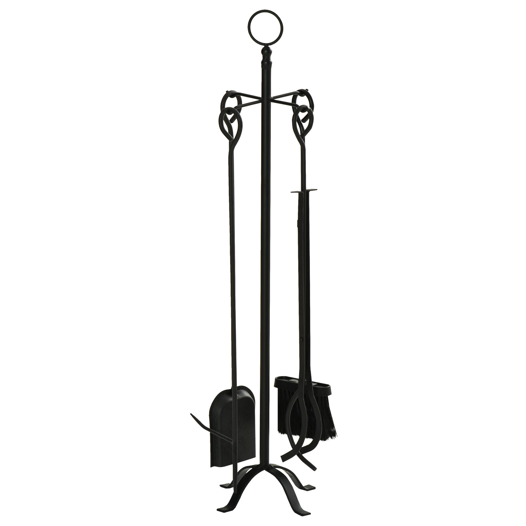 5-teiliges Kamingarnitur Kamin Garnitur Set Kaminbesteck innen Kamin Zubehör Kaminofen Besteck Schmiedeeisen Besteck Werkzeuge Metall Schwarz 20 x 20 x 82,5 cm