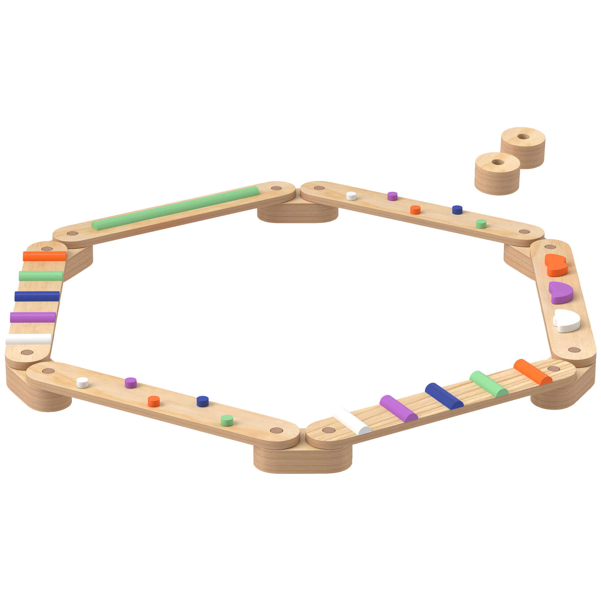 Balancebalken-Kinderset aus Holz, für Kinder von 3-8 Jahren, zweiseitige Balancebretter für spielerische Koordination