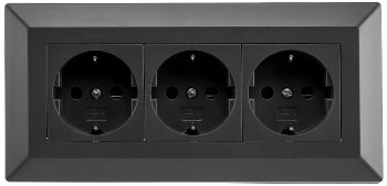 3-fach Steckdosenblock, schwarz, 250V~/ 16A, Aufbaumontage