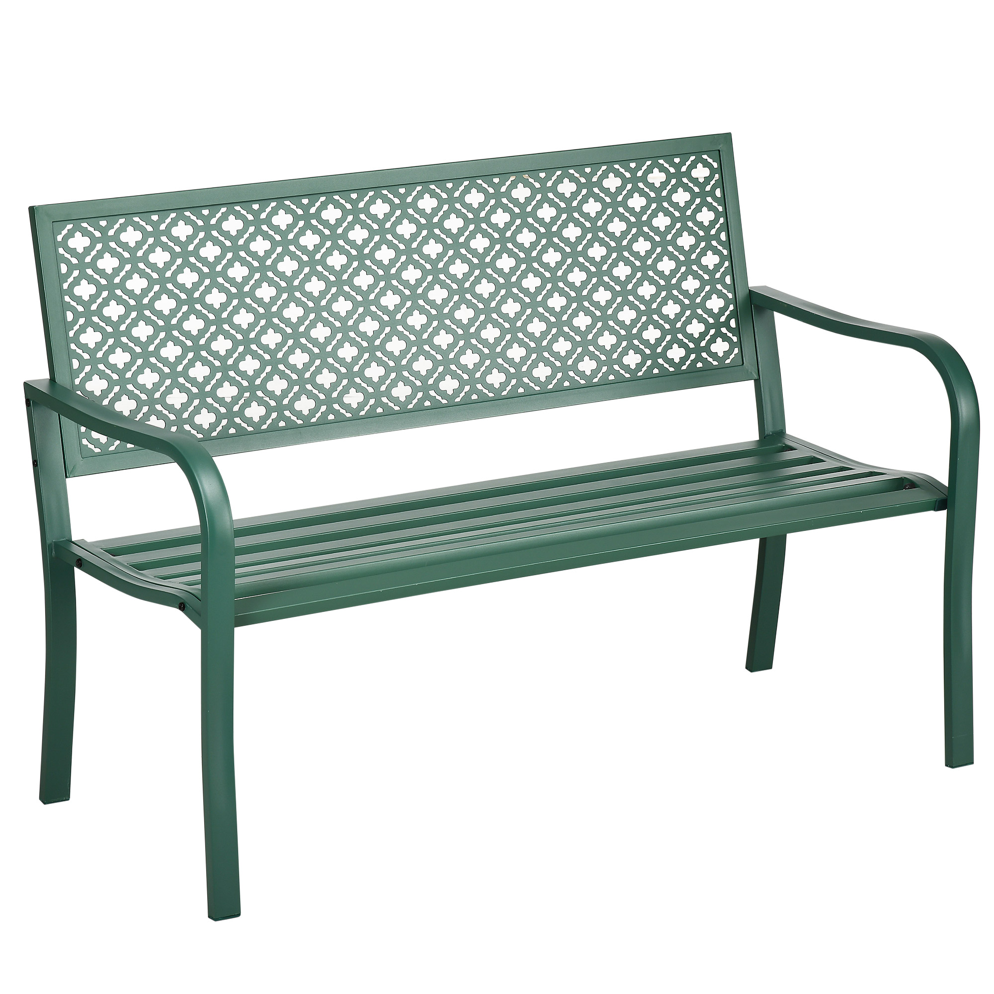 Gartenbank aus Metall, 2-Sitzer, wetterbeständig, 127 cm x 63 cm x 83 cm, Grün