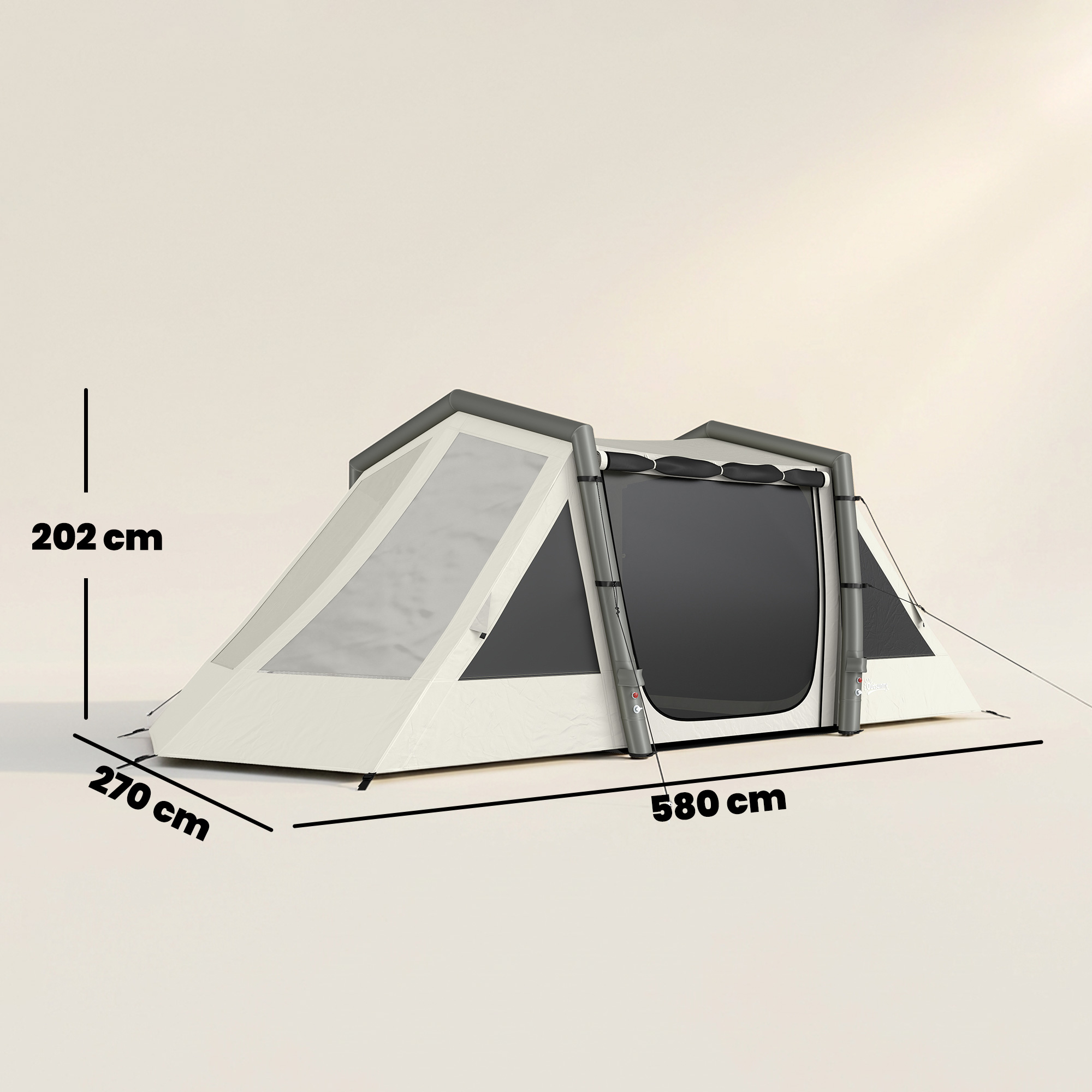 Aufblasbares Zelt 4 Personen Schneller Aufbau Outdoor Zelt für Camping mit 2 Schlafzimmern Vorraum Fenster