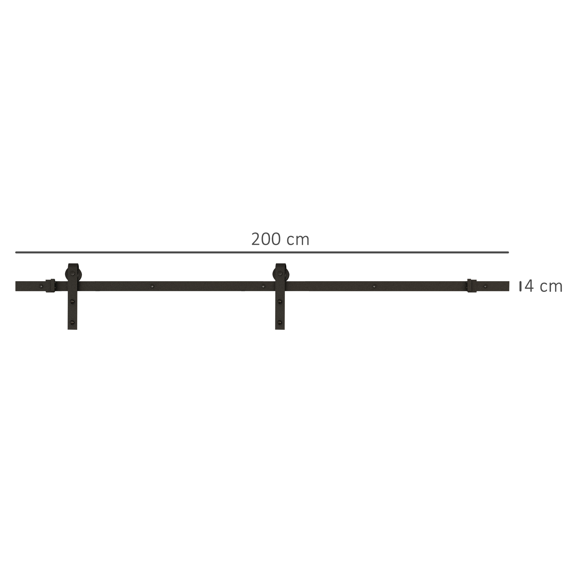 Gleitschienen-Bausatz für Schiebetüren, max, 100 kg Belastbarkeit, Metall, Schwarz, 2 m, Schwarz