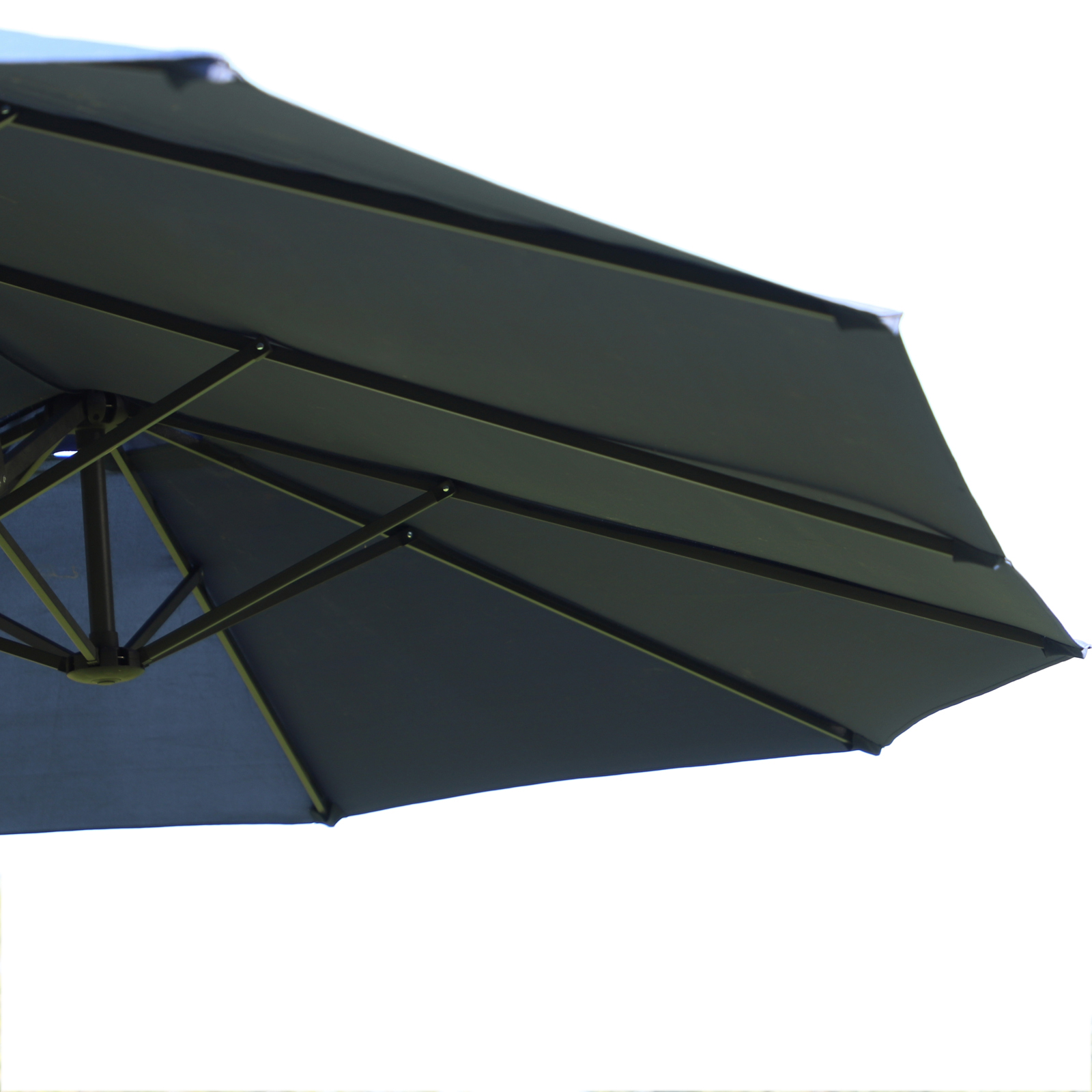 Doppelsonnenschirm 455 x 270 cm Gartenschirm mit Handkurbel oval stabil Metallstange Marktschirm Doppelsonnenschirm Terrassenschirm Sonnenschutz für Strand Balkon Terrasse Garten Blau
