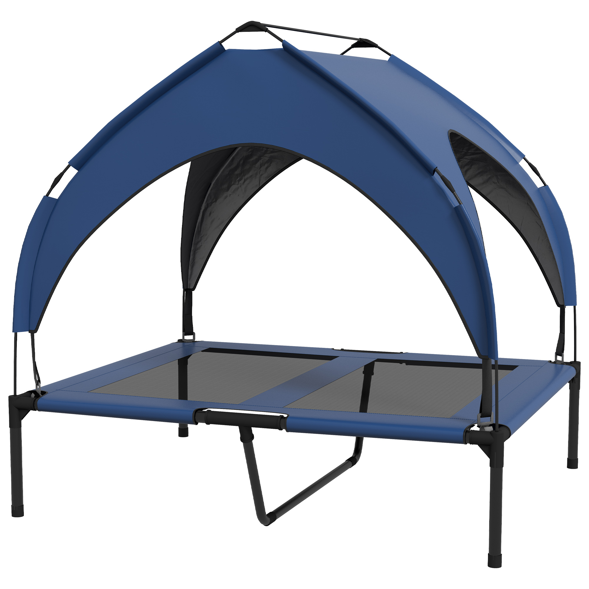 Hundebett mit Dach, atmungsaktiv, wasserabweisend, bis 30 kg, 91 x 76 x 89 cm, Dunkelblau