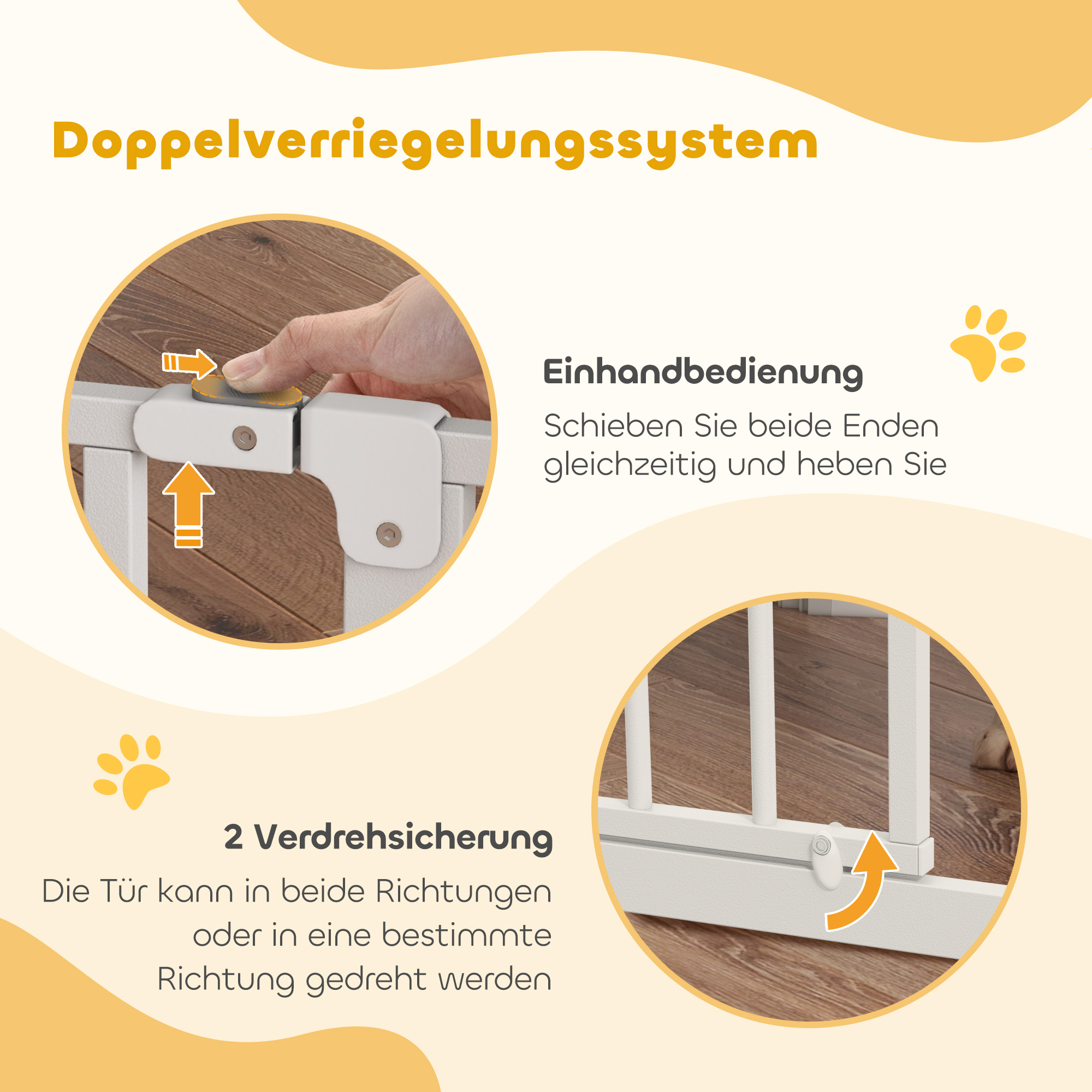 Hunde-Türabsperrung, längenverstellbar 75-145cm, Montage ohne Bohren, Stahlrahmen, Weiß