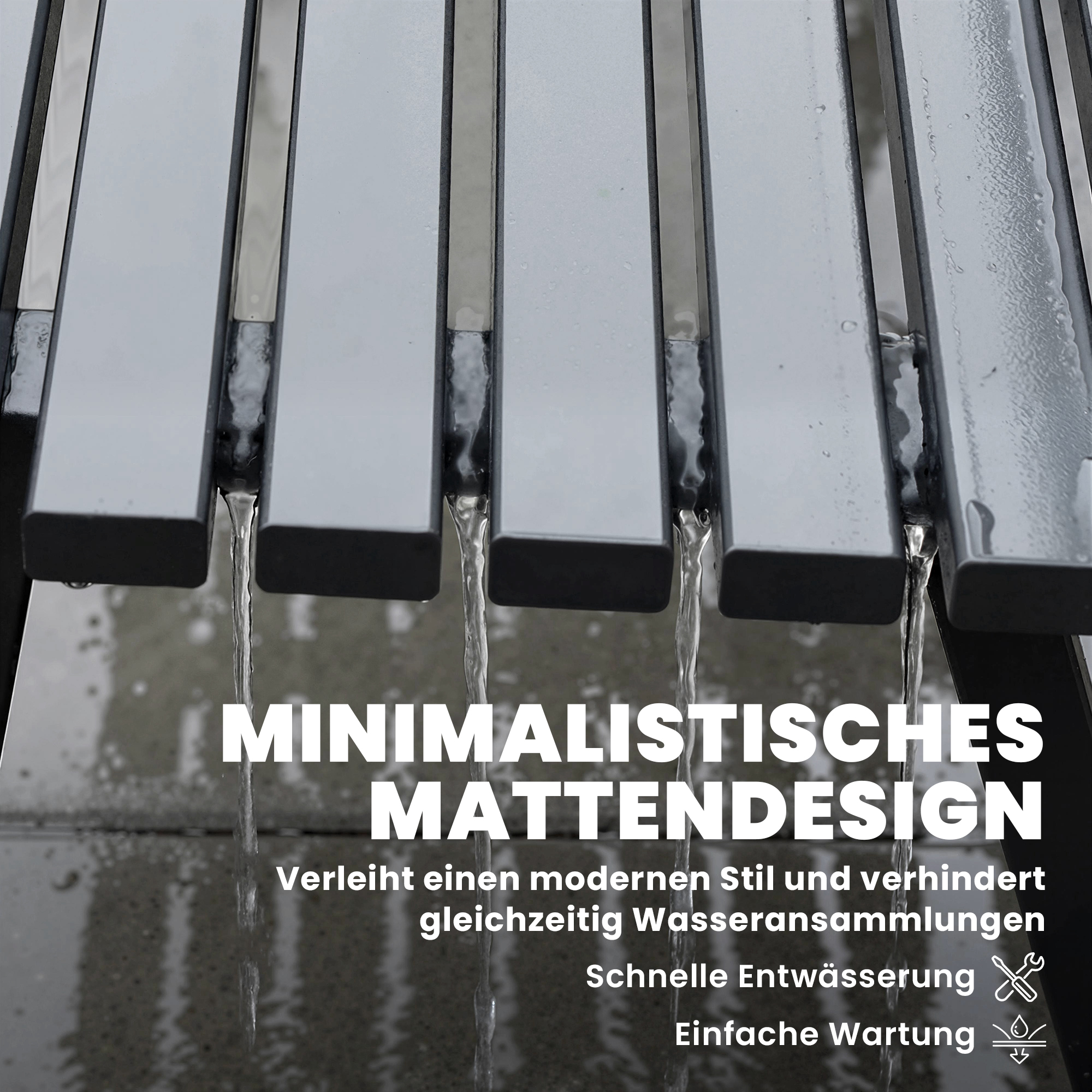 Gartenbank 3-Sitzer wetterfest Metall Outdoor Sitzbank mit breitem Sitz Lamellendesign, bis 240 kg 154 x 68 x 88 cm