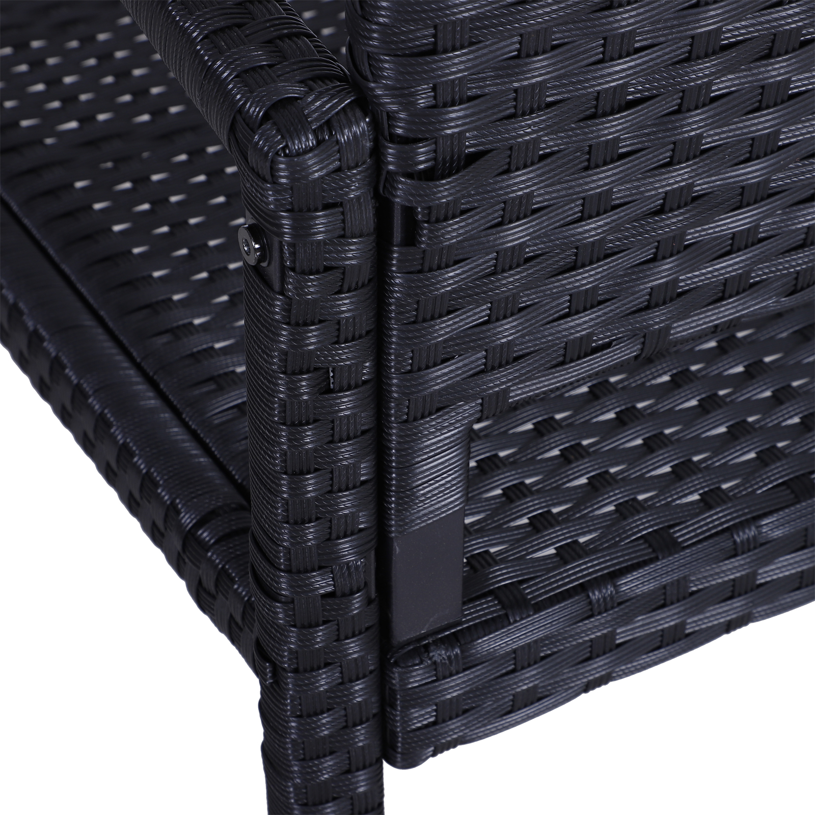 Gartenbank, in Rattanoptik, mit Stahlrahmen, für 2 Personen, Schwarz, 122 x 60 x 85cm