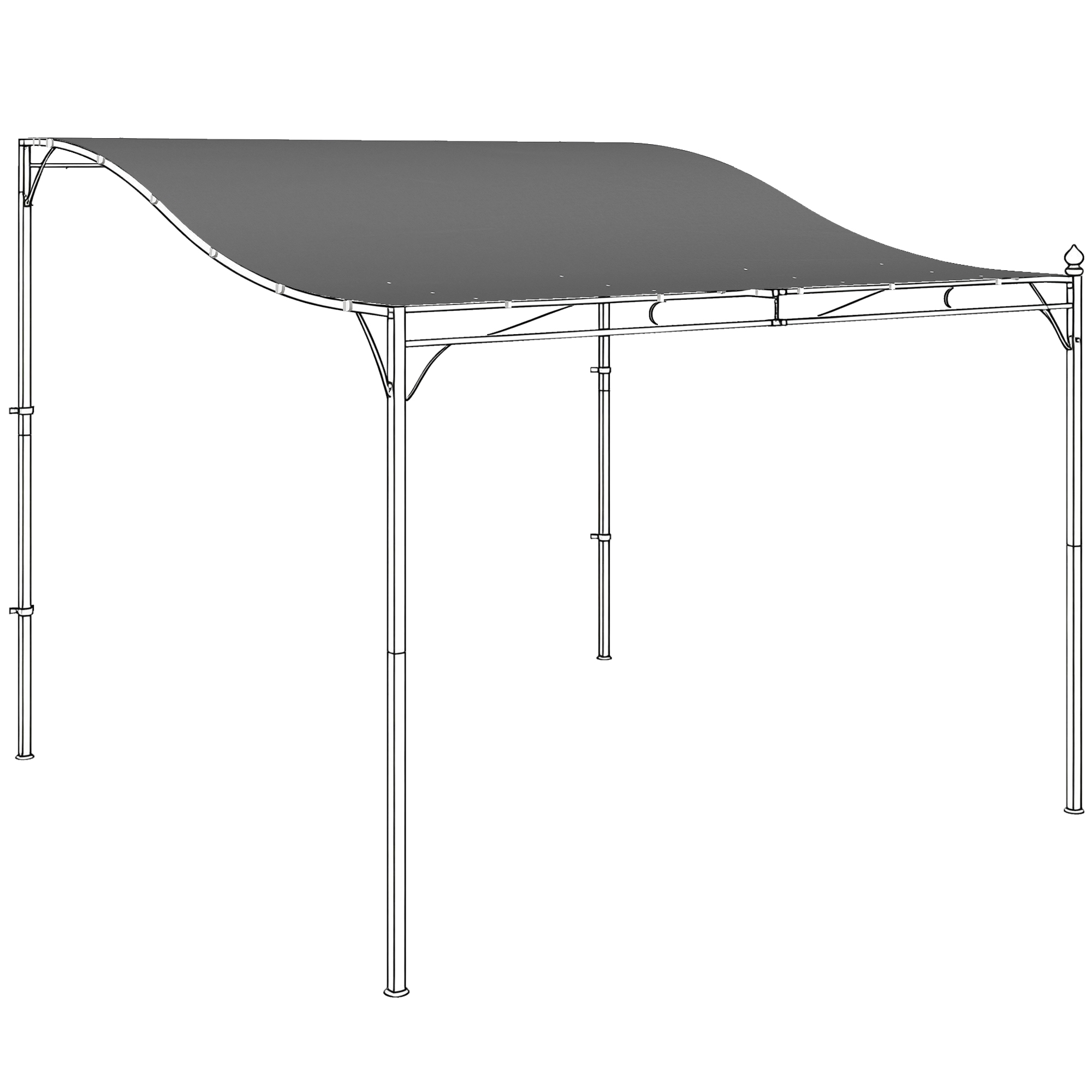 Ersatzdach für Pergola Sonnensegel für Terrassenüberdachung Ersatz-Dachplane für 3 x 3 m Pavillon 298x293 cm Dunkelgrau